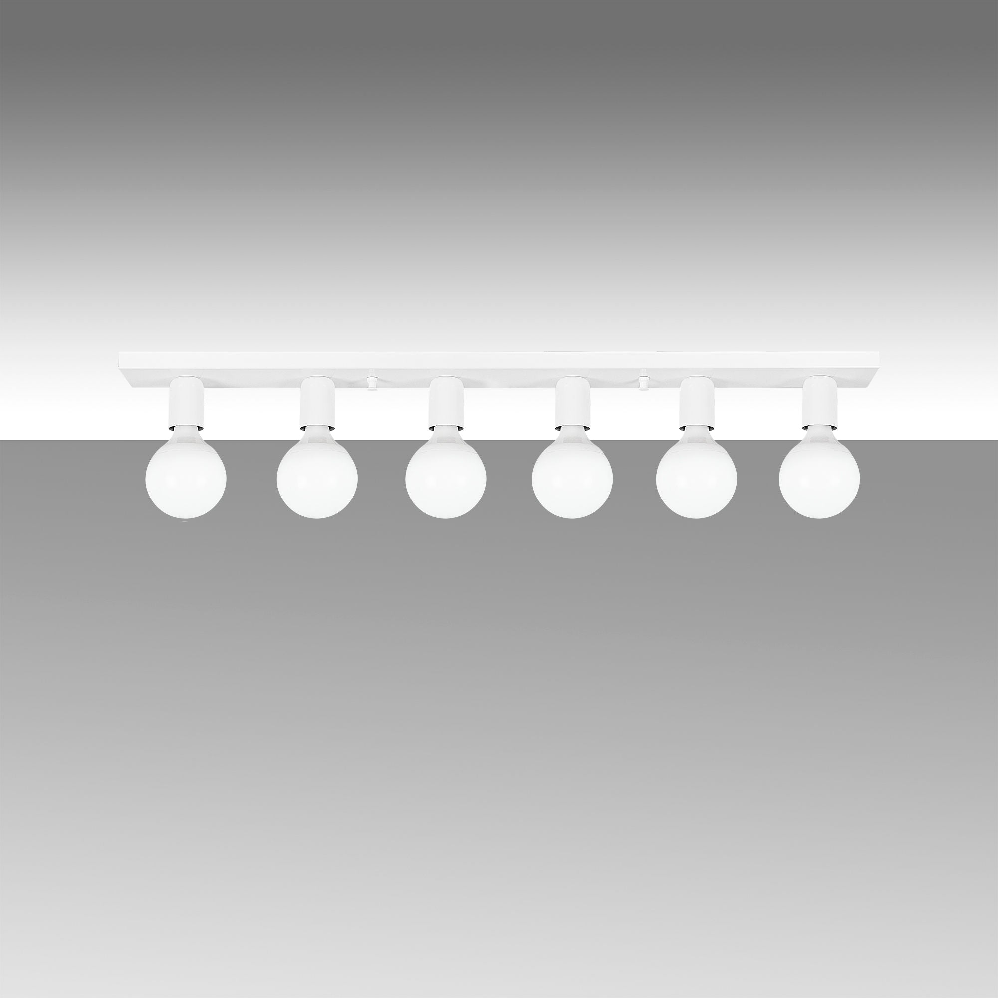 Candeeiro de Teto Branco Elegante, Corpo em Metal, 91 x 10 x 10 cm | 6 Soquetes E27, Máx. 40 W | Design Escandinavo, Perfeito para Espaços Modernos, Classificação IP20