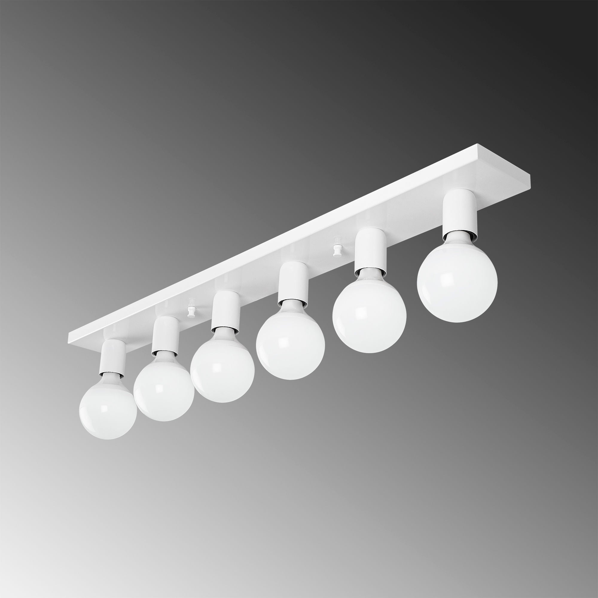 Candeeiro de Teto Branco Elegante, Corpo em Metal, 91 x 10 x 10 cm | 6 Soquetes E27, Máx. 40 W | Design Escandinavo, Perfeito para Espaços Modernos, Classificação IP20