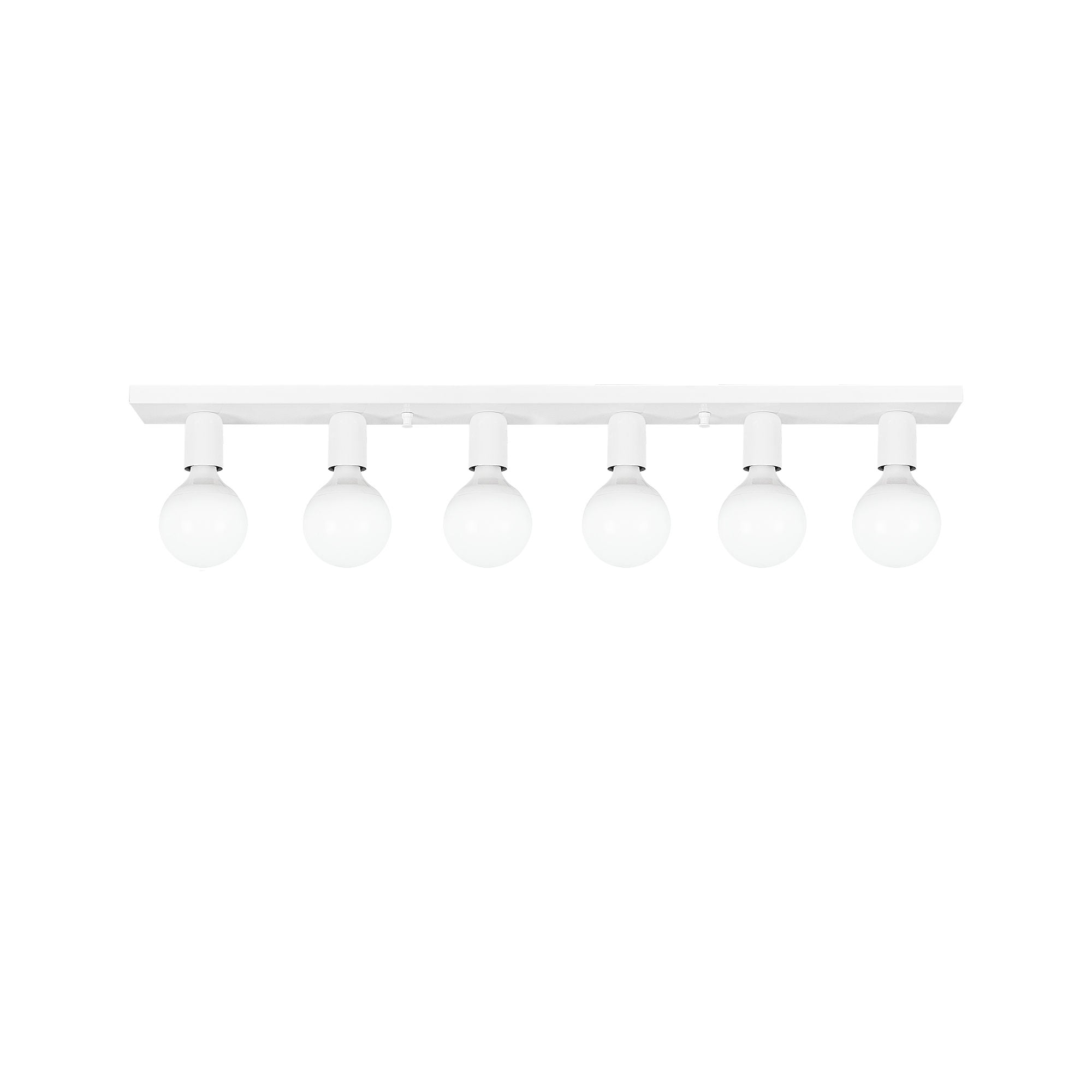 Candeeiro de Teto Branco Elegante, Corpo em Metal, 91 x 10 x 10 cm | 6 Soquetes E27, Máx. 40 W | Design Escandinavo, Perfeito para Espaços Modernos, Classificação IP20