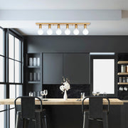 Candeeiro de Teto Dourado Elegante, Corpo em Metal, 91 x 10 x 10 cm | 6 Soquetes E27, Máx. 40 W | Design Escandinavo Glamouroso, Perfeito para Espaços Modernos