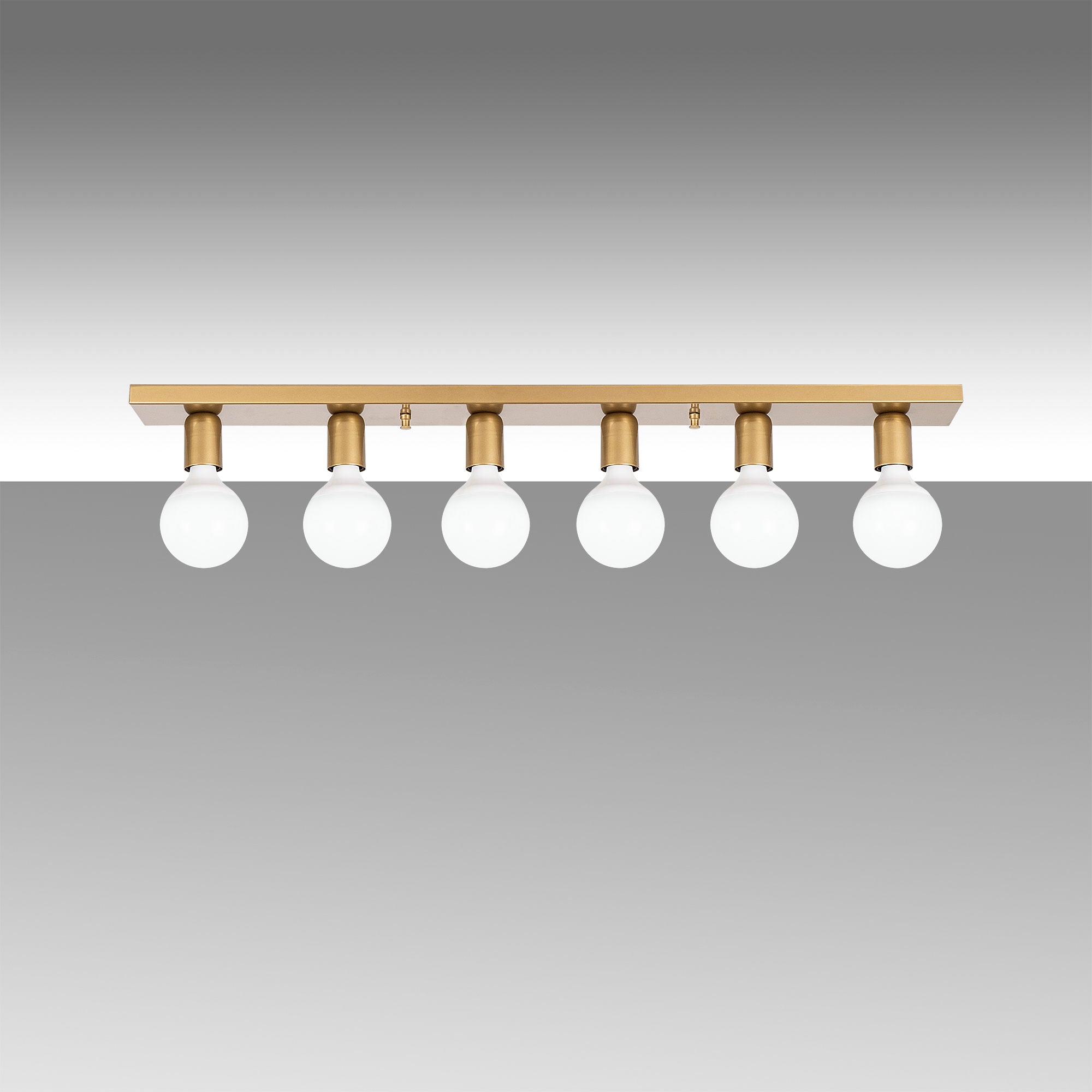 Candeeiro de Teto Dourado Elegante, Corpo em Metal, 91 x 10 x 10 cm | 6 Soquetes E27, Máx. 40 W | Design Escandinavo Glamouroso, Perfeito para Espaços Modernos