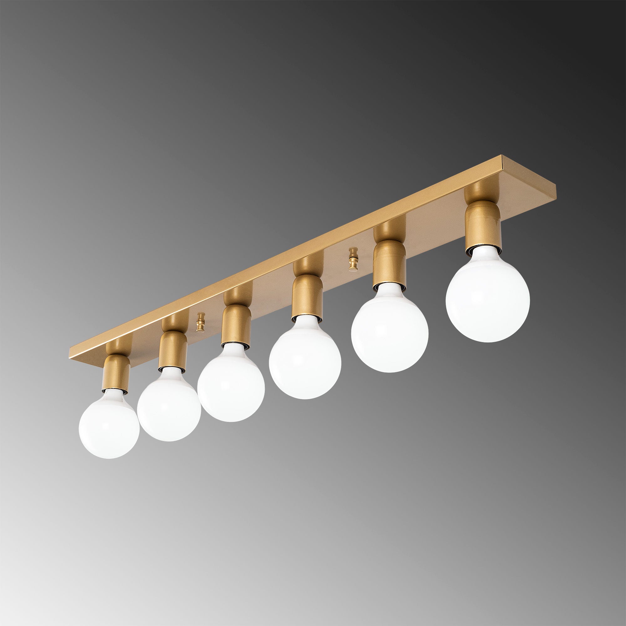 Candeeiro de Teto Dourado Elegante, Corpo em Metal, 91 x 10 x 10 cm | 6 Soquetes E27, Máx. 40 W | Design Escandinavo Glamouroso, Perfeito para Espaços Modernos