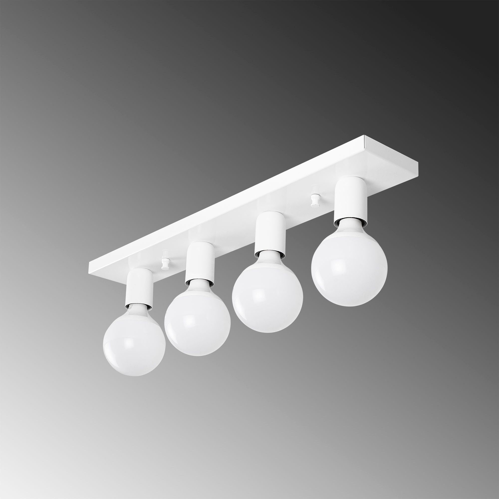 Candeeiro de Teto Branco Elegante, Corpo em Metal, 60 x 10 x 10 cm | 4 x E27 Máx. 40 W | Design Escandinavo, IP20 | Perfeito para Decoração Moderna