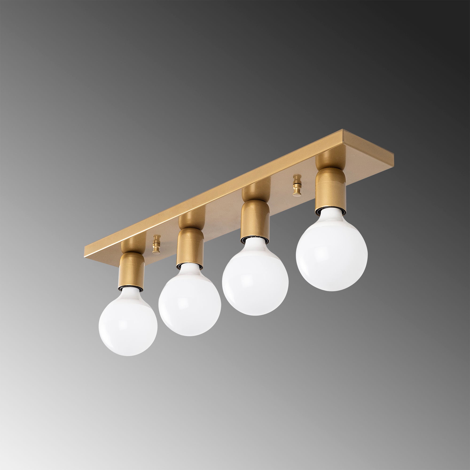 Candeeiro de Teto Escandinavo Glamouroso, Corpo em Metal Dourado, 60 x 10 x 10 cm | 4 x E27 máx. 40 W | Iluminação Elegante para Decoração Moderna de Casa e Salas de Jantar