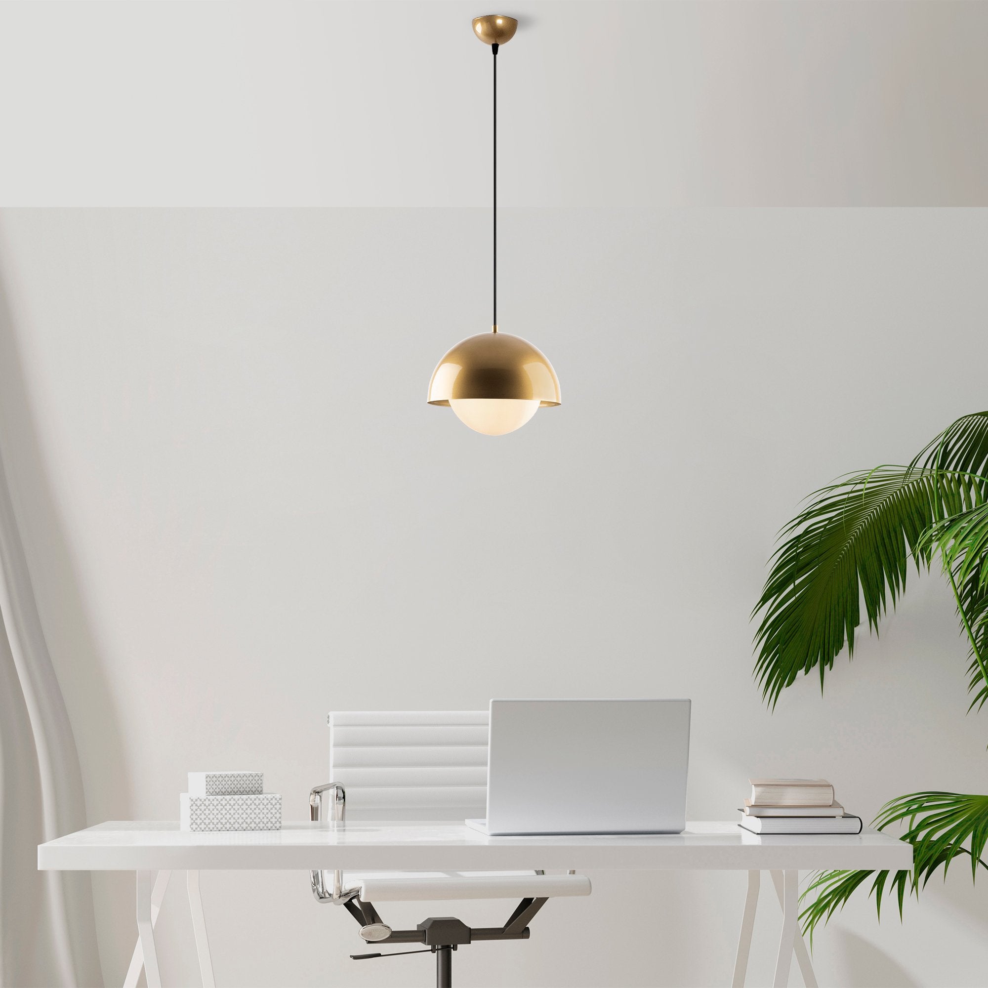 Candeeiro de Teto elegante de ouro, altura ajustável 30 x 30 x 108 cm, corpo de metal e tampa de vidro, IP20, soquete E27, perfeito para decoração glamourosa e escandinava