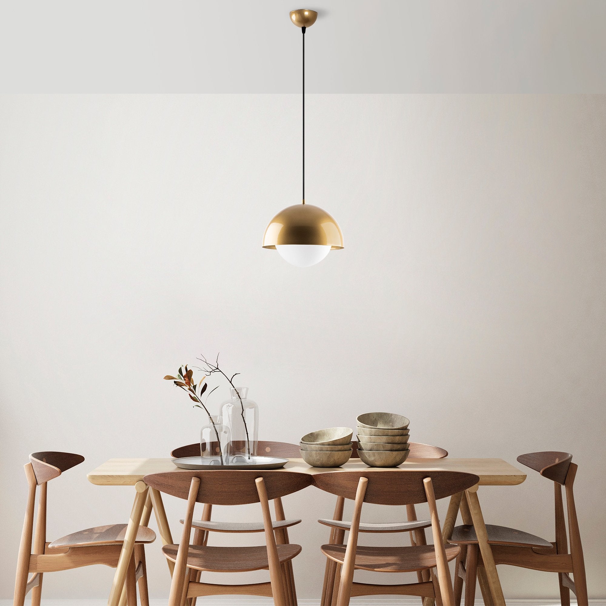 Candeeiro de Teto elegante de ouro, altura ajustável 30 x 30 x 108 cm, corpo de metal e tampa de vidro, IP20, soquete E27, perfeito para decoração glamourosa e escandinava