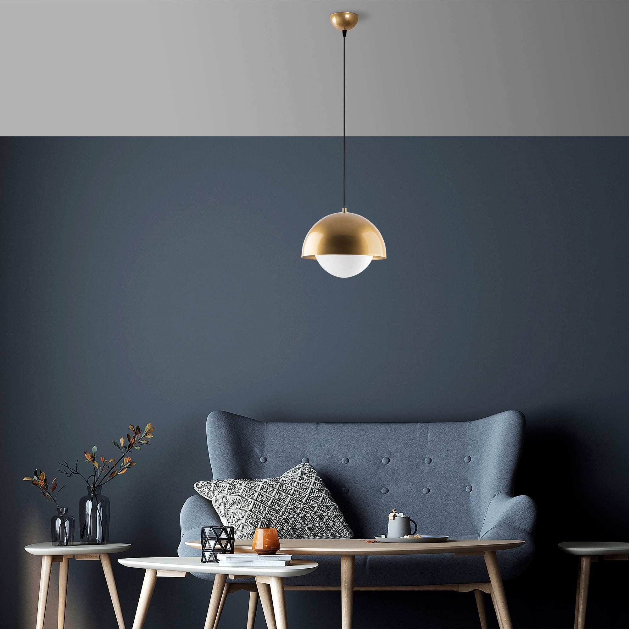 Candeeiro de Teto elegante de ouro, altura ajustável 30 x 30 x 108 cm, corpo de metal e tampa de vidro, IP20, soquete E27, perfeito para decoração glamourosa e escandinava