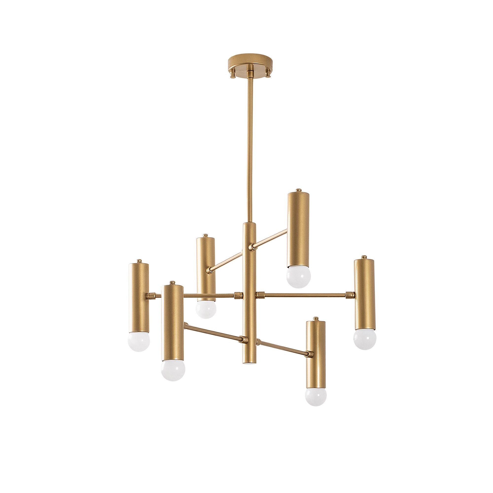 Candeeiro de Teto Dourado Glamouroso, Corpo em Metal, 55 x 55 x 73 cm | 6 x E27 Máx. 40 W | Design Escandinavo, Iluminação Elegante para Espaços Modernos, Classificação IP20