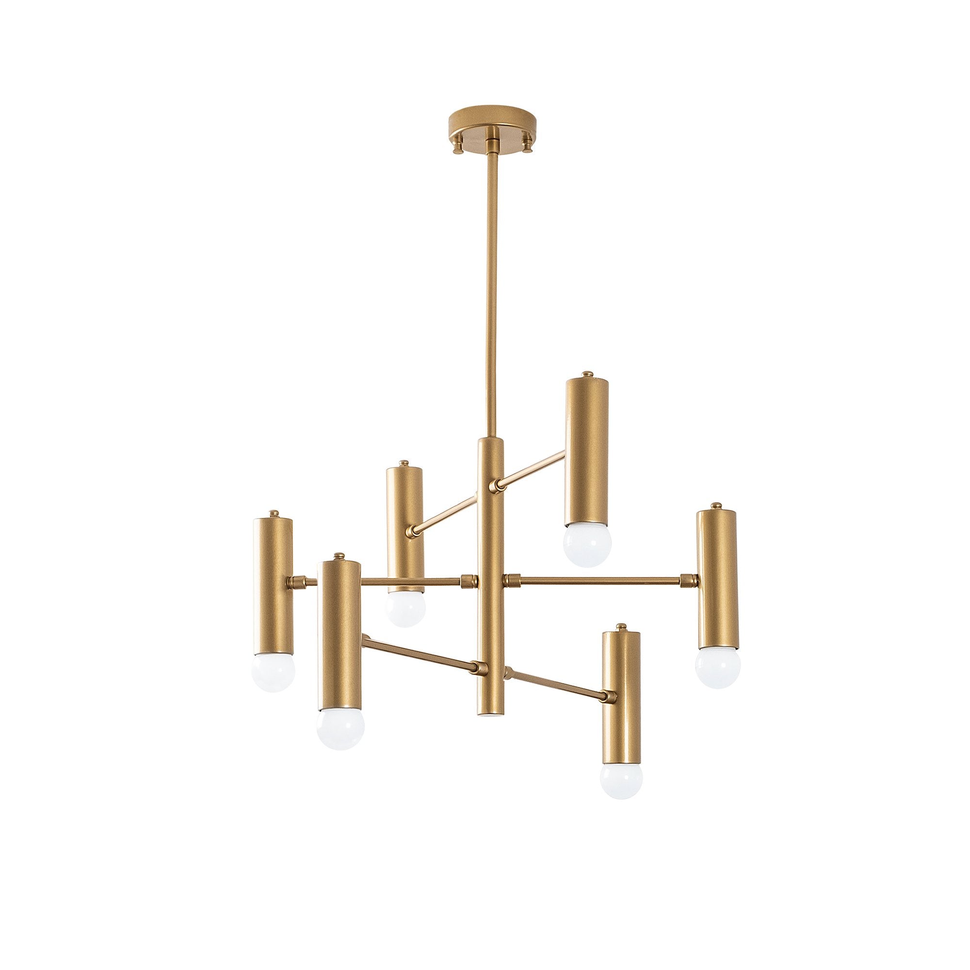 Candeeiro de Teto Dourado Glamouroso, Corpo em Metal, 55 x 55 x 73 cm | 6 x E27 Máx. 40 W | Design Escandinavo, Iluminação Elegante para Espaços Modernos, Classificação IP20