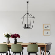 Candeeiro de Teto Industrial Preto, Corpo em Metal, 50 x 71 x 123 cm | 4 x E14 Máx. 40 W | Design Elegante em Cor Sólida para Espaços Modernos, Classificação IP20