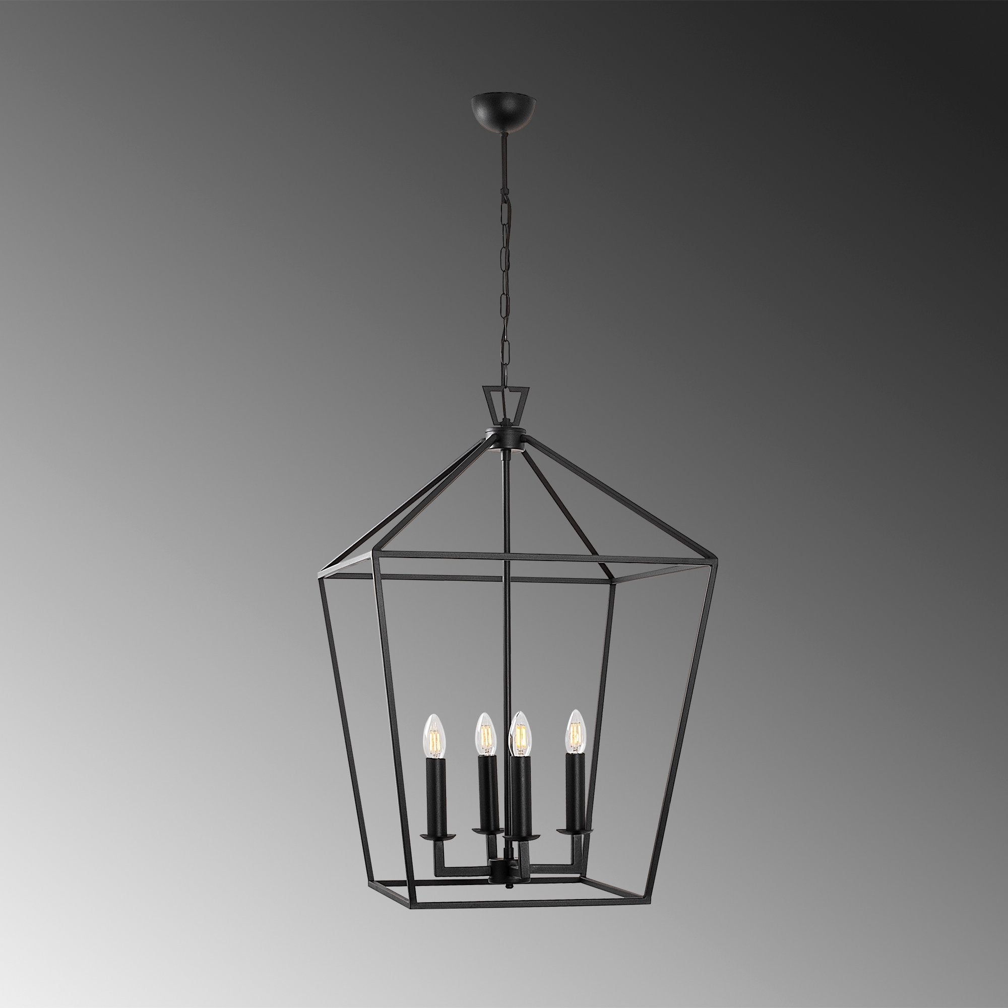 Candeeiro de Teto Industrial Preto, Corpo em Metal, 50 x 71 x 123 cm | 4 x E14 Máx. 40 W | Design Elegante em Cor Sólida para Espaços Modernos, Classificação IP20
