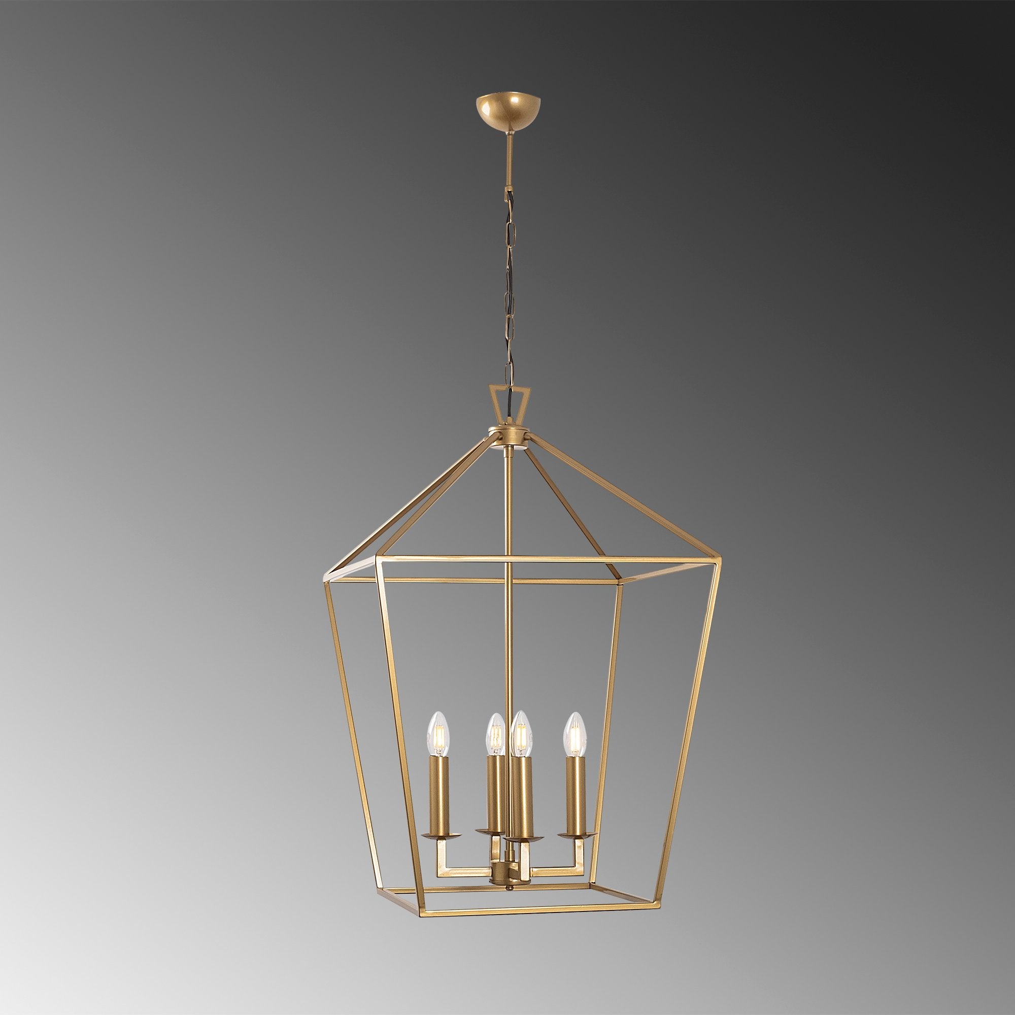 Candeeiro de Teto Dourado Glamouroso, Corpo em Metal, 50 x 71 x 123 cm | 4 x E14 Máx. 40 W | Design Elegante em Cor Sólida para Espaços Modernos | Classificação IP20