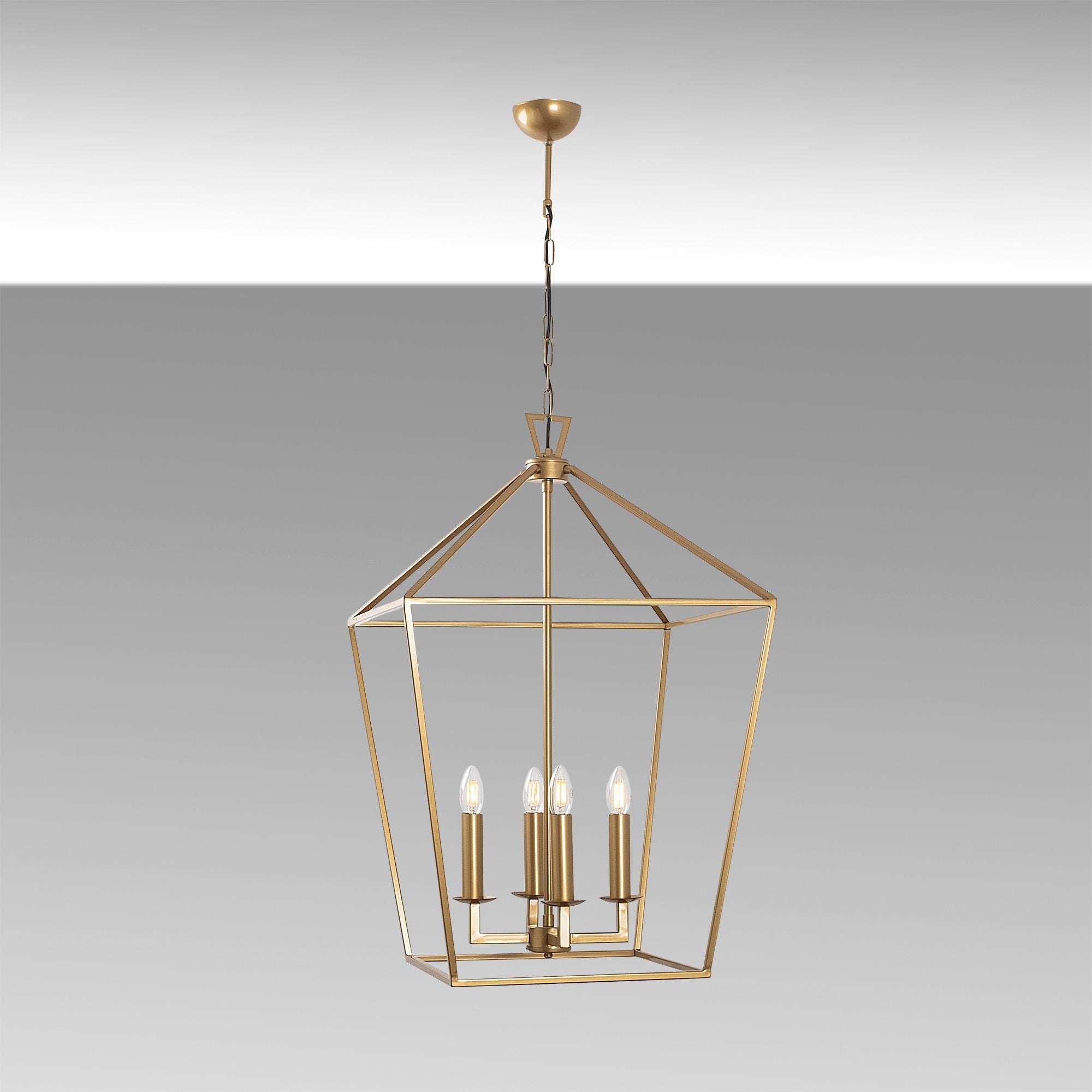 Candeeiro de Teto Dourado Glamouroso, Corpo em Metal, 50 x 71 x 123 cm | 4 x E14 Máx. 40 W | Design Elegante em Cor Sólida para Espaços Modernos | Classificação IP20