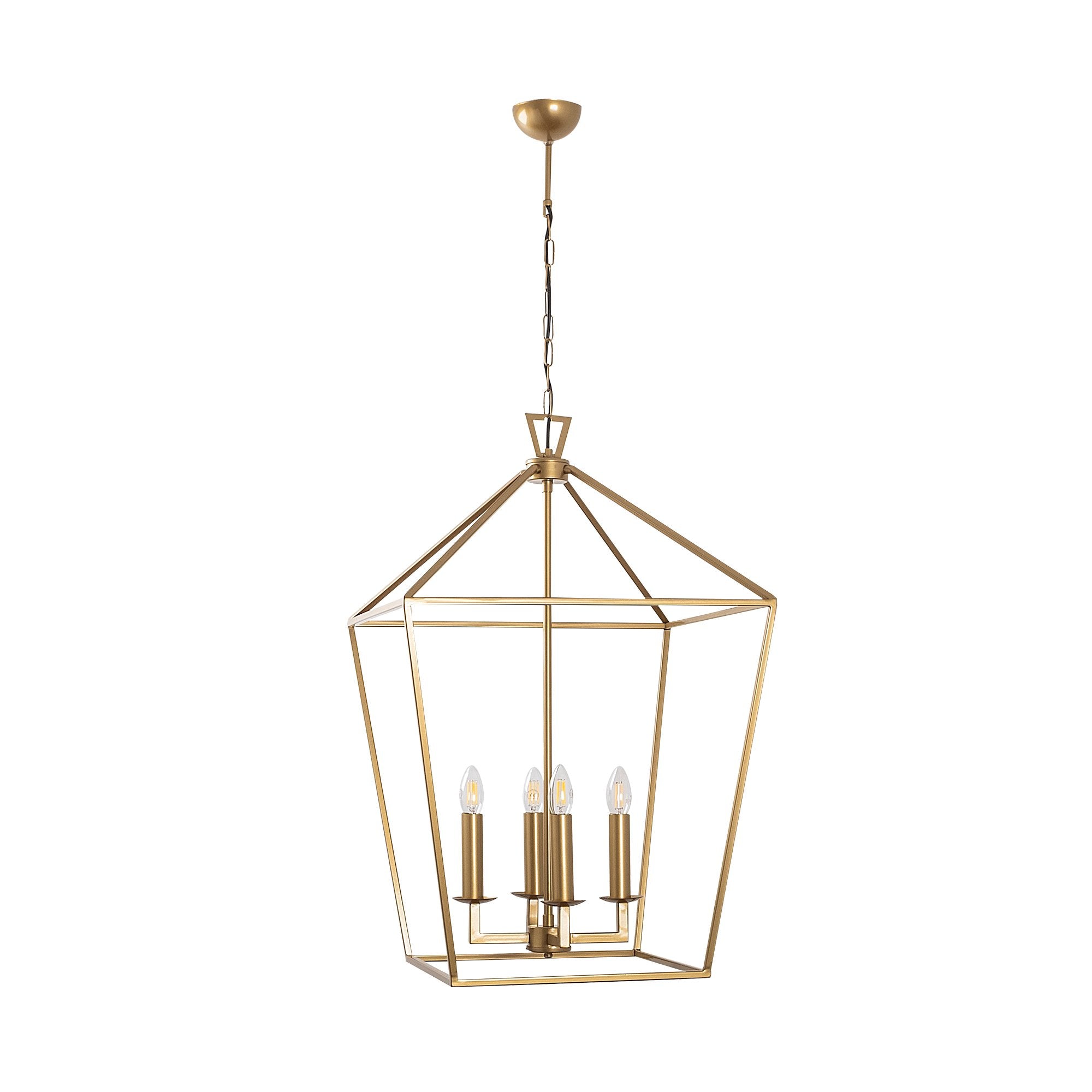 Candeeiro de Teto Dourado Glamouroso, Corpo em Metal, 50 x 71 x 123 cm | 4 x E14 Máx. 40 W | Design Elegante em Cor Sólida para Espaços Modernos | Classificação IP20