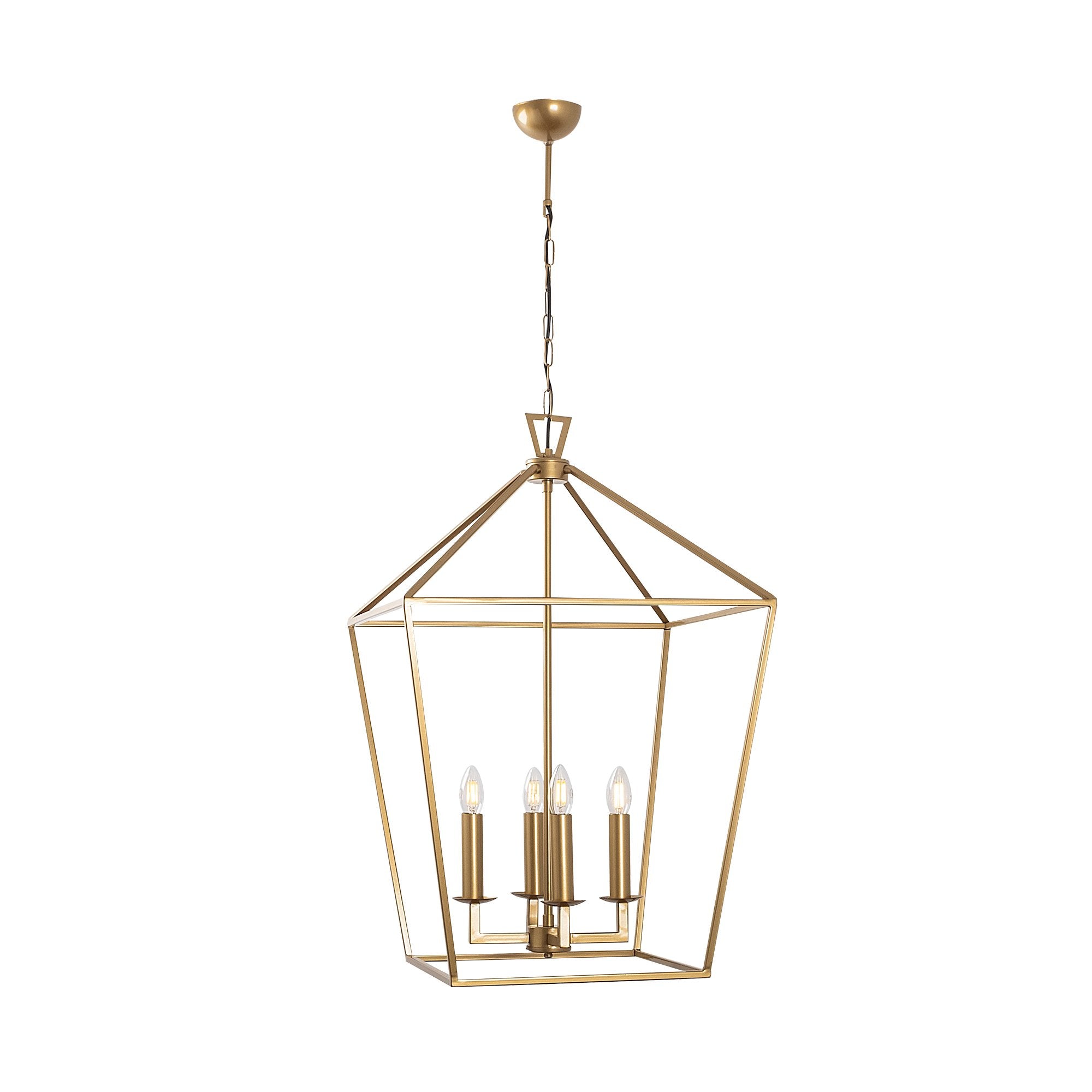 Candeeiro de Teto Dourado Glamouroso, Corpo em Metal, 50 x 71 x 123 cm | 4 x E14 Máx. 40 W | Design Elegante em Cor Sólida para Espaços Modernos | Classificação IP20