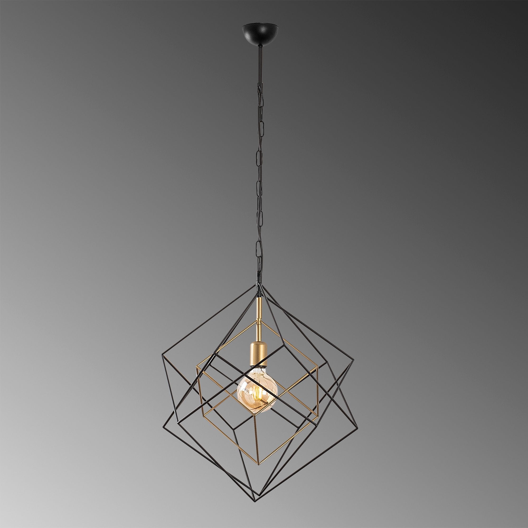 Candeeiro de Teto Industrial, Corpo em Metal, Acabamento Preto e Antigo, 51 x 51 x 113 cm | Soquete E27, Potência Máxima de 40 W | Iluminação Elegante para Espaços Modernos, Classificação IP20