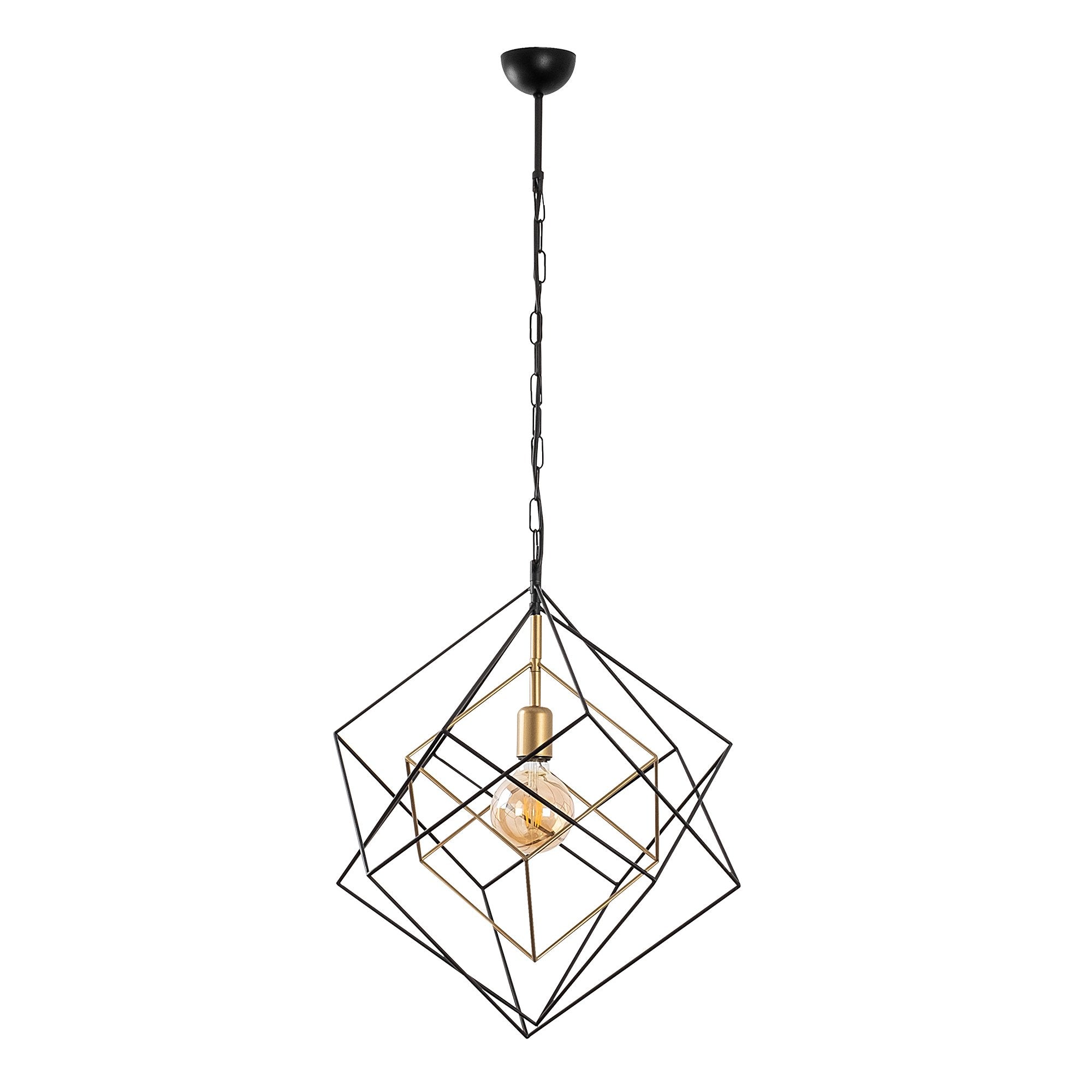 Candeeiro de Teto Industrial, Corpo em Metal, Acabamento Preto e Antigo, 51 x 51 x 113 cm | Soquete E27, Potência Máxima de 40 W | Iluminação Elegante para Espaços Modernos, Classificação IP20