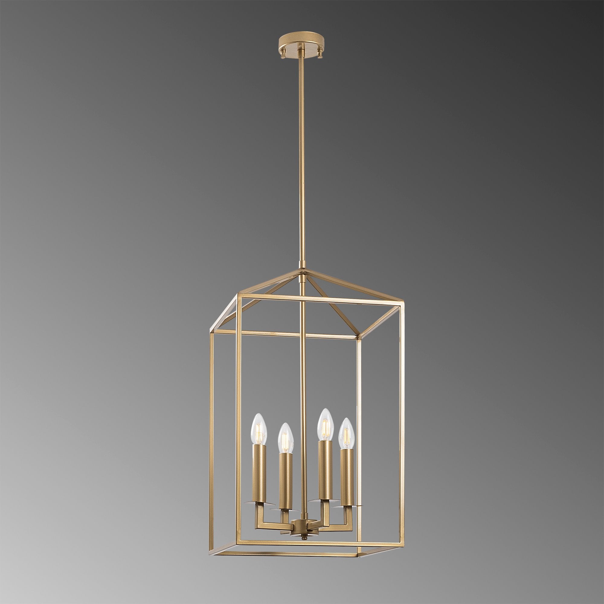 Candeeiro de Teto Dourado Glamouroso, Corpo em Metal, 35 x 35 x 107 cm | 4 x E14 máx. 40 W | Design Elegante para Espaços Modernos | Solução de Iluminação Elegante com Classificação IP20