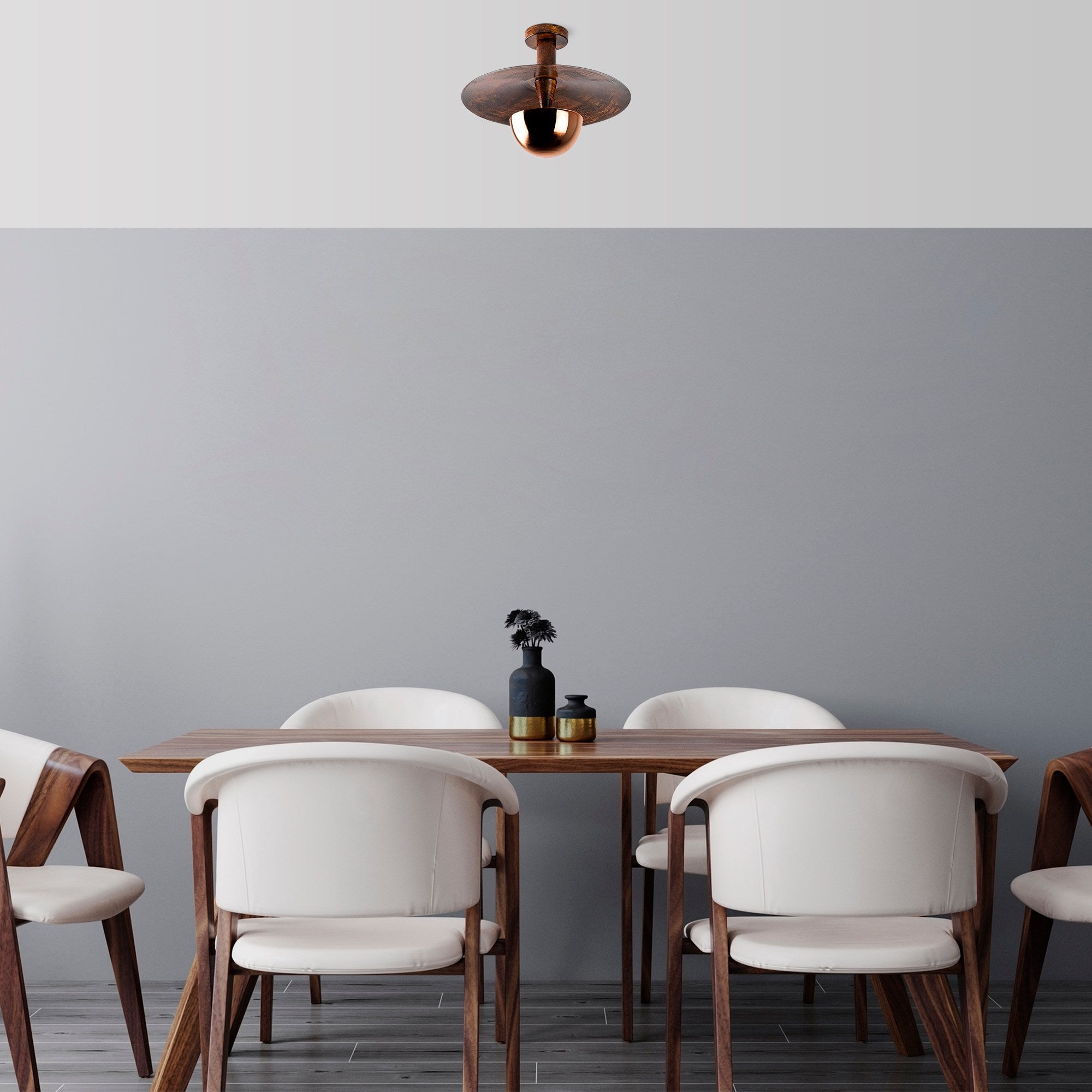 Candeeiro de Teto elegante de cobre, corpo de metal, 38 cm de diâmetro x 31 cm de altura | IP20, soquete G9, máx. 10 W | Perfeito para salas de estar e salas de jantar modernas