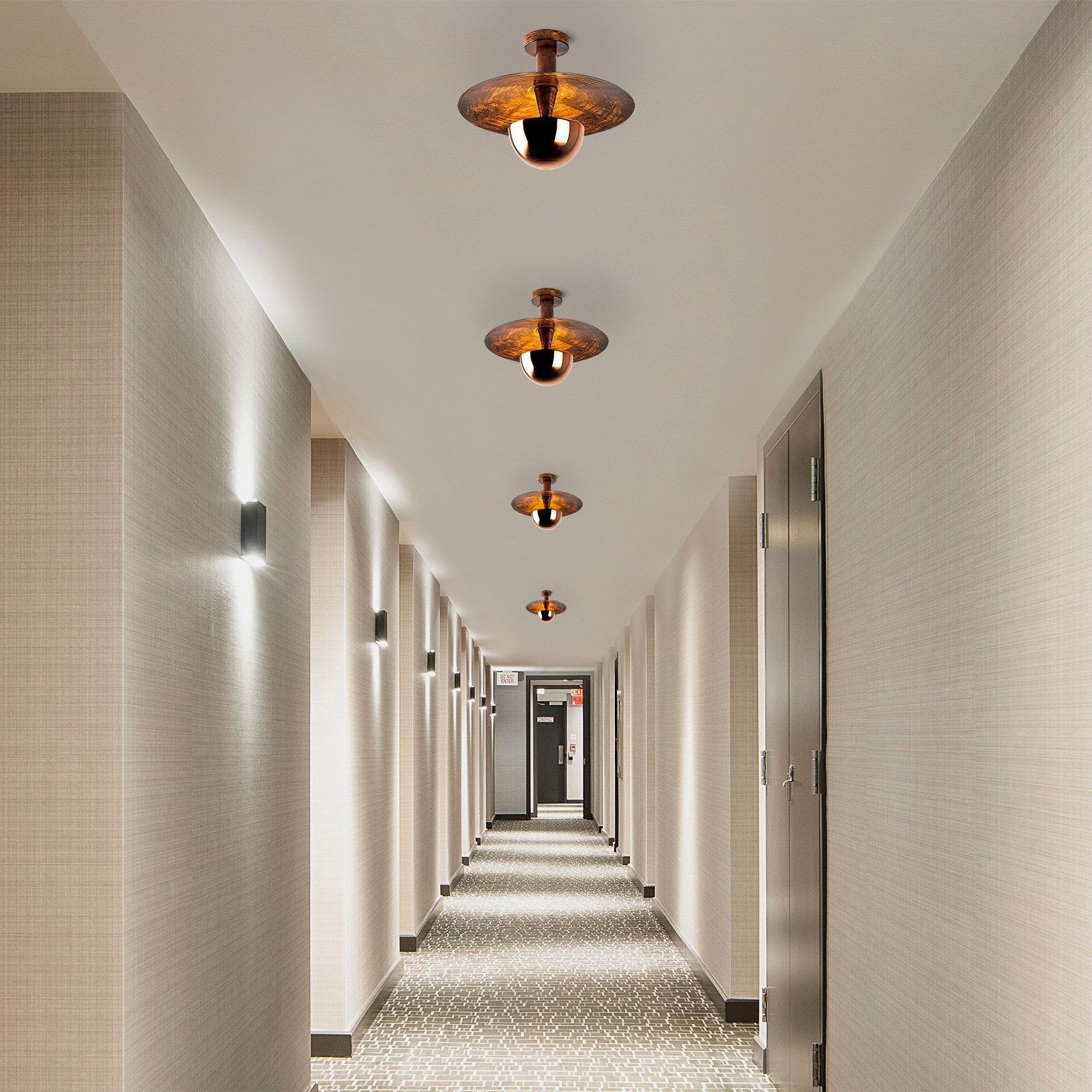 Candeeiro de Teto elegante de cobre, corpo de metal, 38 cm de diâmetro x 31 cm de altura | IP20, soquete G9, máx. 10 W | Perfeito para salas de estar e salas de jantar modernas