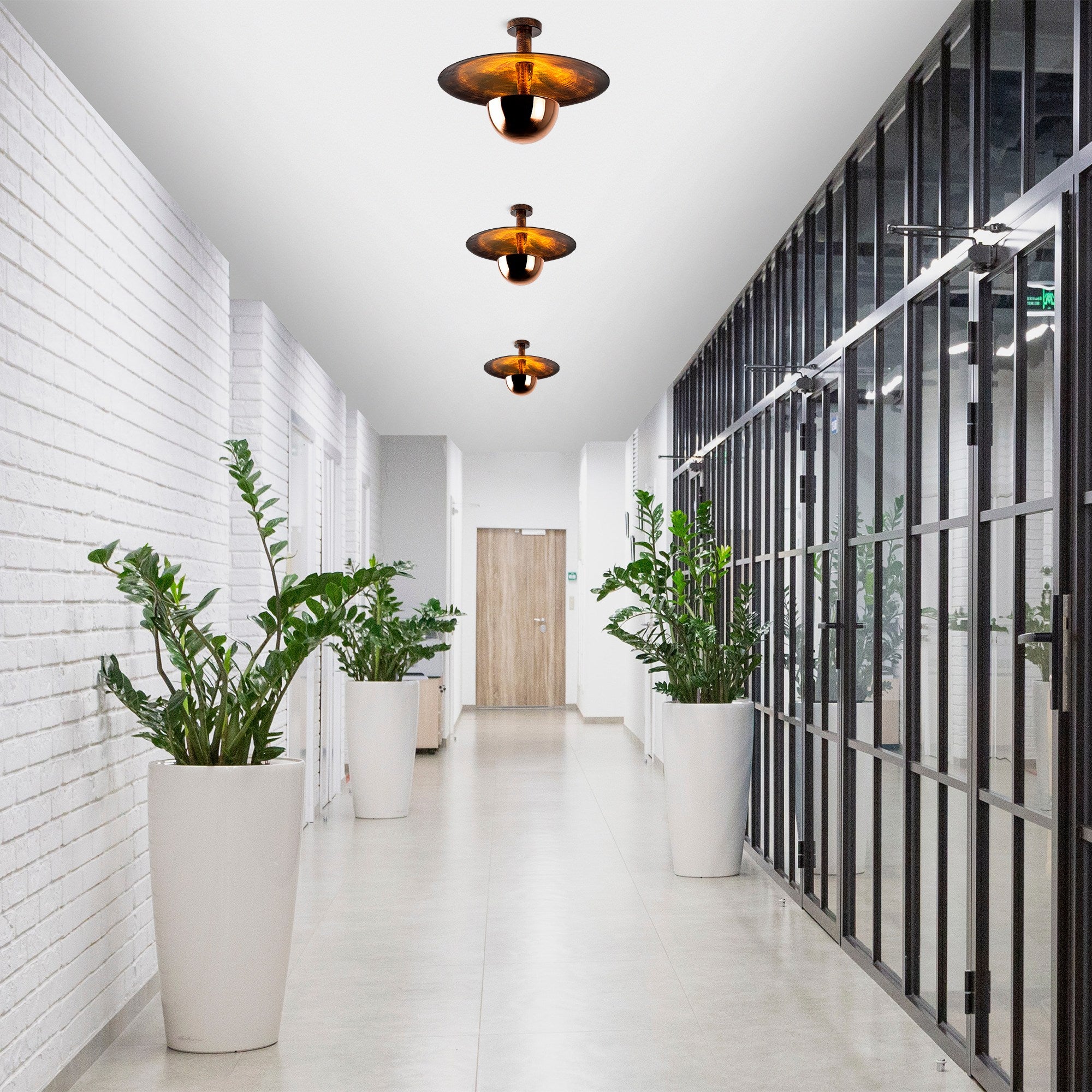 Candeeiro de Teto Elegante de Cobre, Corpo em Metal, 48 cm de Diâmetro, 35 cm de Altura | Soquete G9, Máx. 10 W | Iluminação Elegante para Decoração e Ambiente Modernos