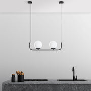 Candeeiro de Teto preto elegante, altura ajustável de 20 a 110 cm, corpo de metal, 2 soquetes E14, diâmetro da tampa de 15 cm, perfeito para decoração moderna | Lâmpada não incluída