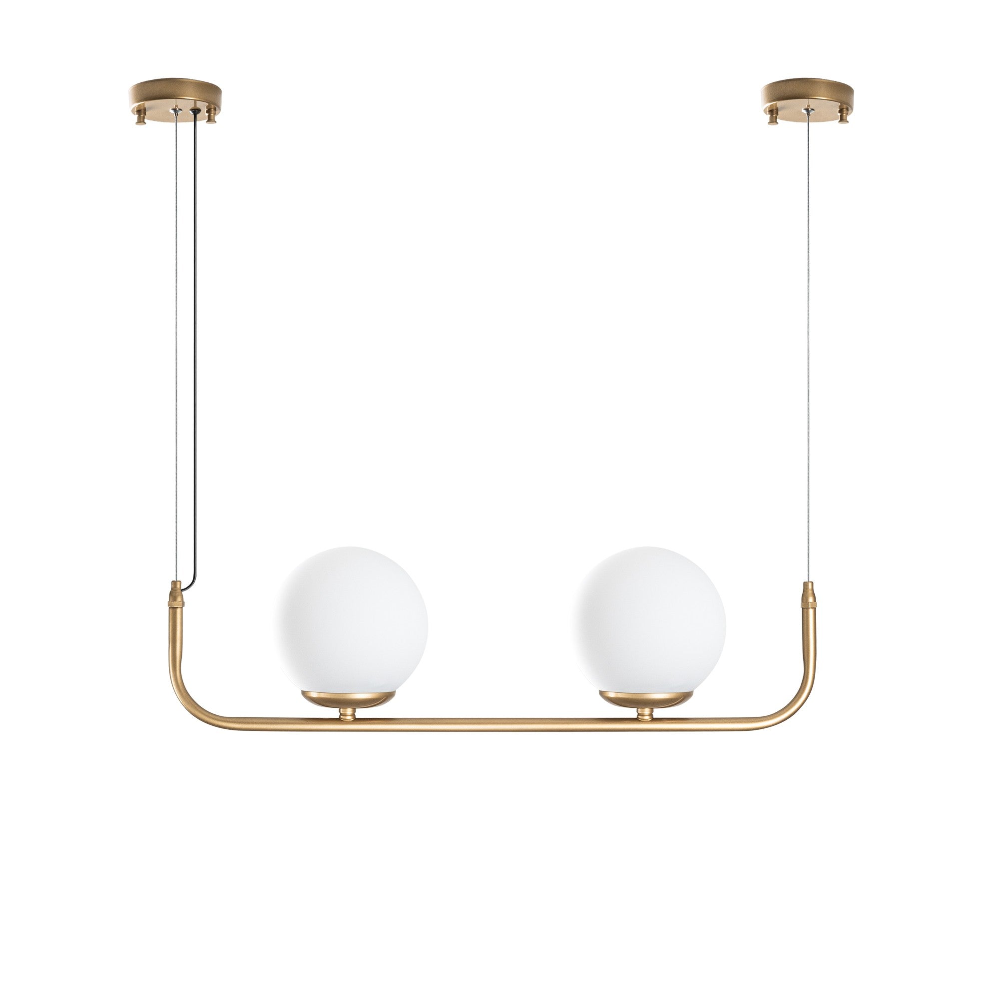 Candeeiro de Teto dourado elegante, altura ajustável de 20 a 110 cm, corpo de metal, 2 x E14 máx. 40 W, diâmetro da tampa de 15 cm, perfeito para decoração de casa moderna, classificação IP21.
