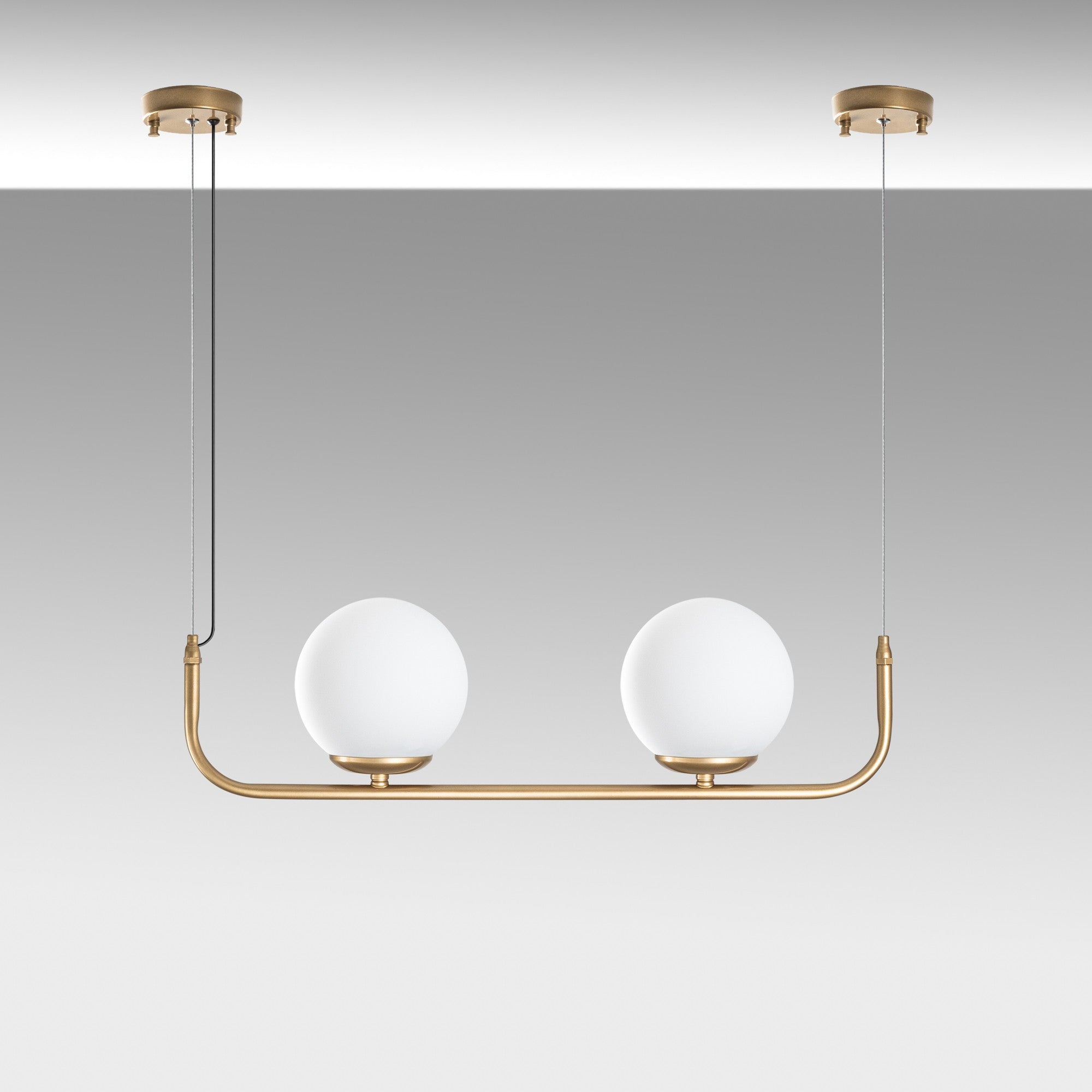 Candeeiro de Teto dourado elegante, altura ajustável de 20 a 110 cm, corpo de metal, 2 x E14 máx. 40 W, diâmetro da tampa de 15 cm, perfeito para decoração de casa moderna, classificação IP21.