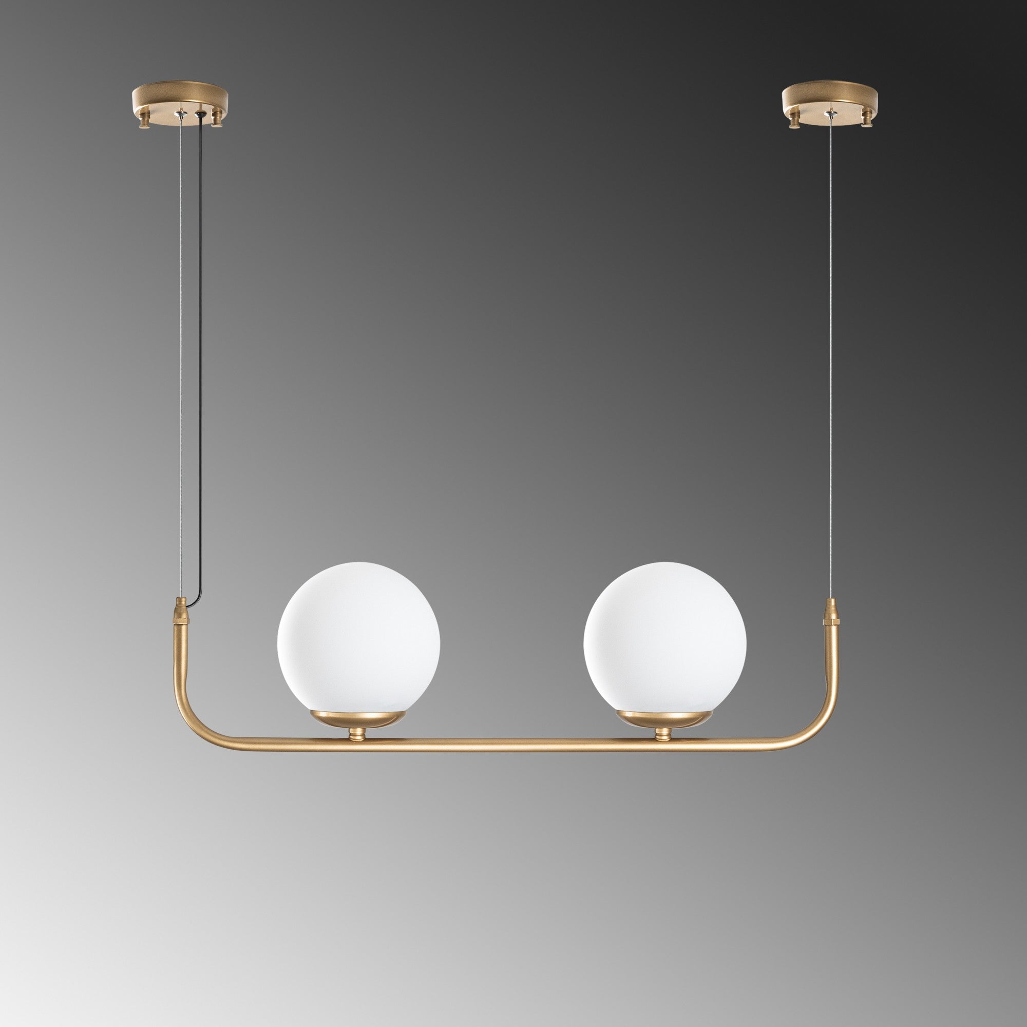Candeeiro de Teto dourado elegante, altura ajustável de 20 a 110 cm, corpo de metal, 2 x E14 máx. 40 W, diâmetro da tampa de 15 cm, perfeito para decoração de casa moderna, classificação IP21.