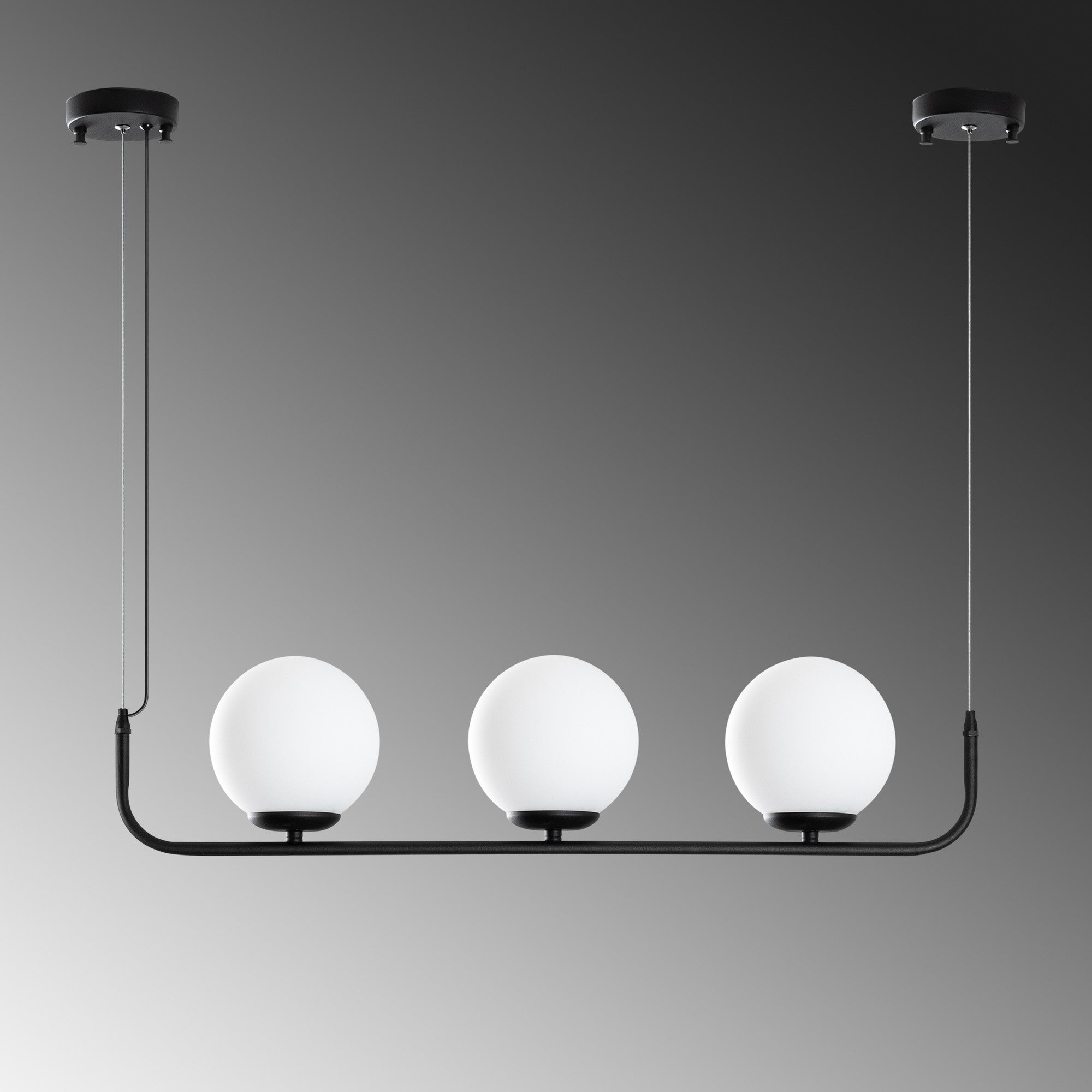 Candeeiro de Teto preto elegante, altura ajustável de 20 a 110 cm, corpo de metal, 3 soquetes E14, diâmetro da tampa de 15 cm, perfeito para espaços modernos, classificação IP23