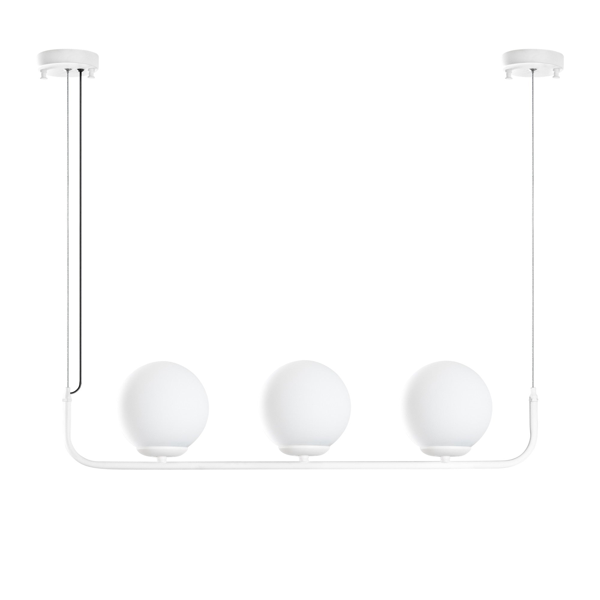 Candeeiro de Teto branco elegante, altura ajustável de 20 a 110 cm, corpo de metal, 3 soquetes E14, diâmetro da tampa de 15 cm, perfeito para espaços modernos, classificação IP25