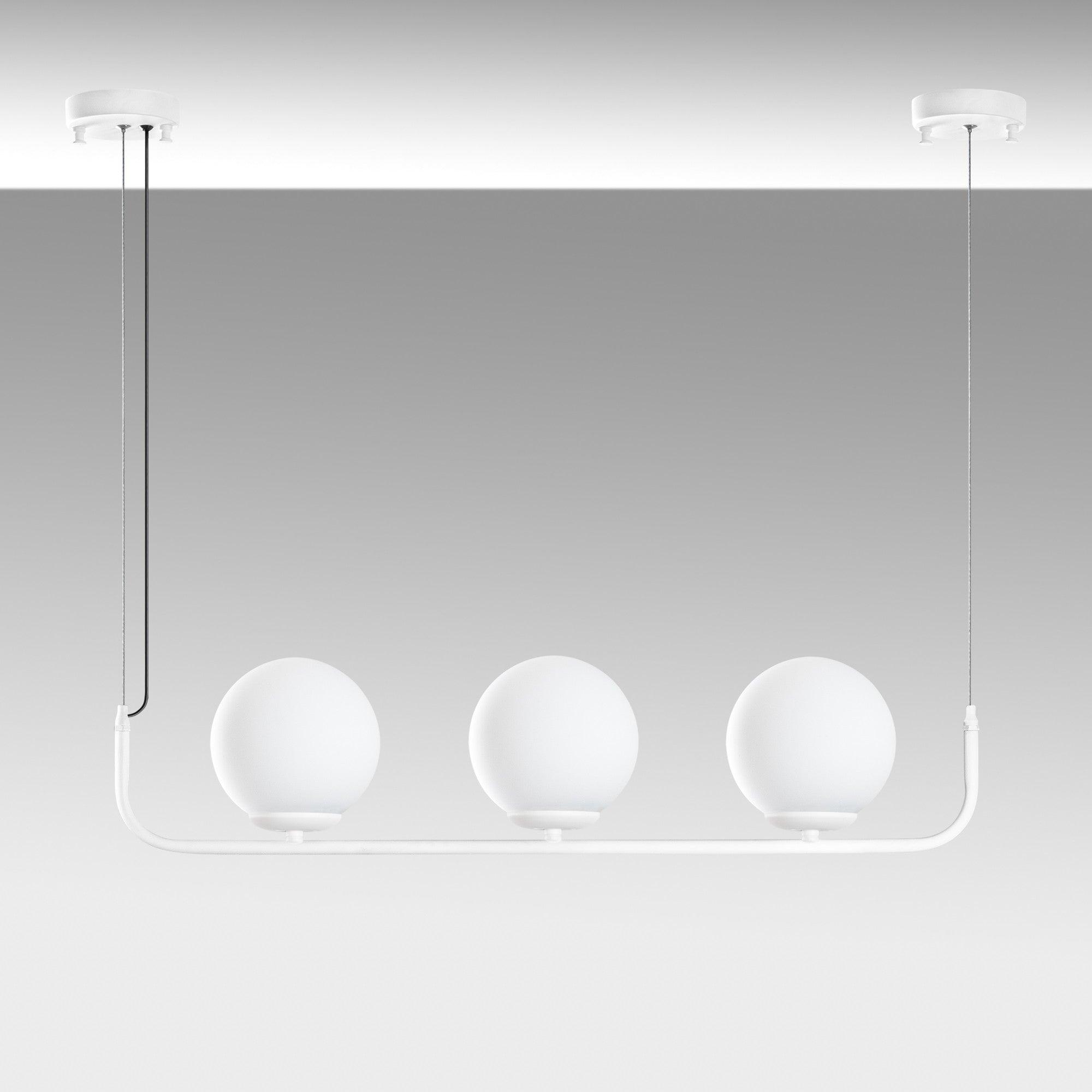 Candeeiro de Teto branco elegante, altura ajustável de 20 a 110 cm, corpo de metal, 3 soquetes E14, diâmetro da tampa de 15 cm, perfeito para espaços modernos, classificação IP25