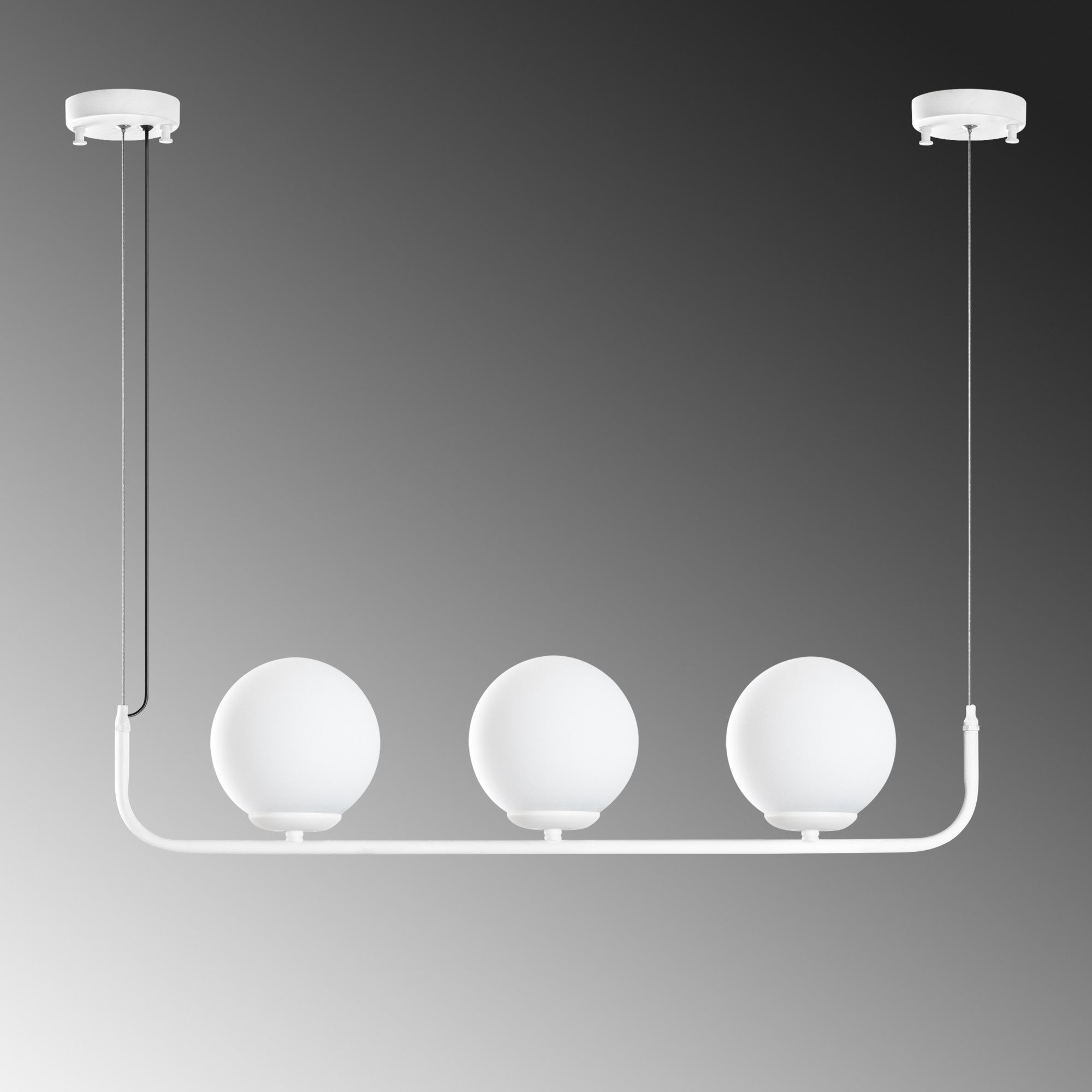Candeeiro de Teto branco elegante, altura ajustável de 20 a 110 cm, corpo de metal, 3 soquetes E14, diâmetro da tampa de 15 cm, perfeito para espaços modernos, classificação IP25