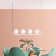 Candeeiro de Teto branco elegante, altura ajustável de 20 a 110 cm, corpo de metal, 4 soquetes E14, diâmetro da tampa de 15 cm, perfeito para espaços modernos, classificação IP28