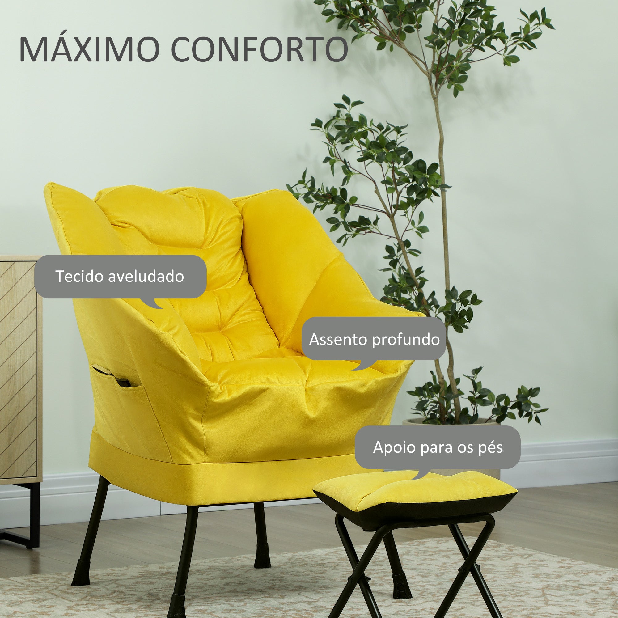 Poltrona Relax Sala de Estar 80x78x100 cm Amarelo
