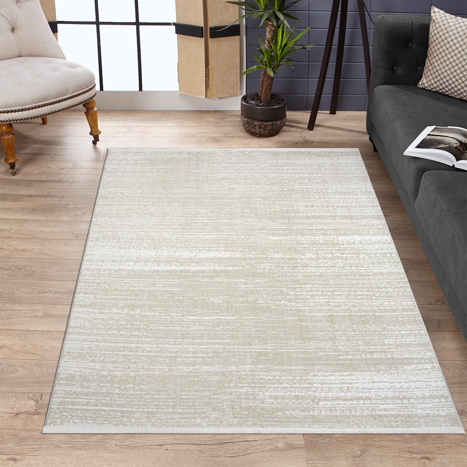 Alcatifa – 120 x 170 cm – Branco e Bege – 100% poliéster