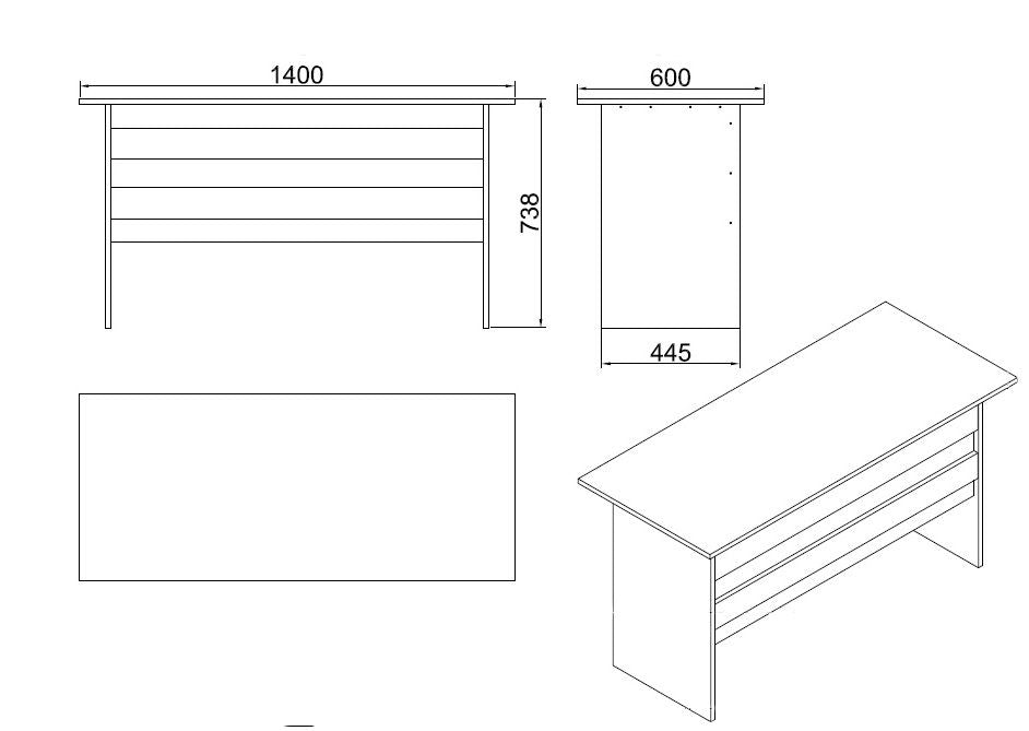 Secretária de Estudo Moderna – 140 x 60 x 73,8 cm – Nogueira e Antracite – Painel de Partículas revestido em Melamina