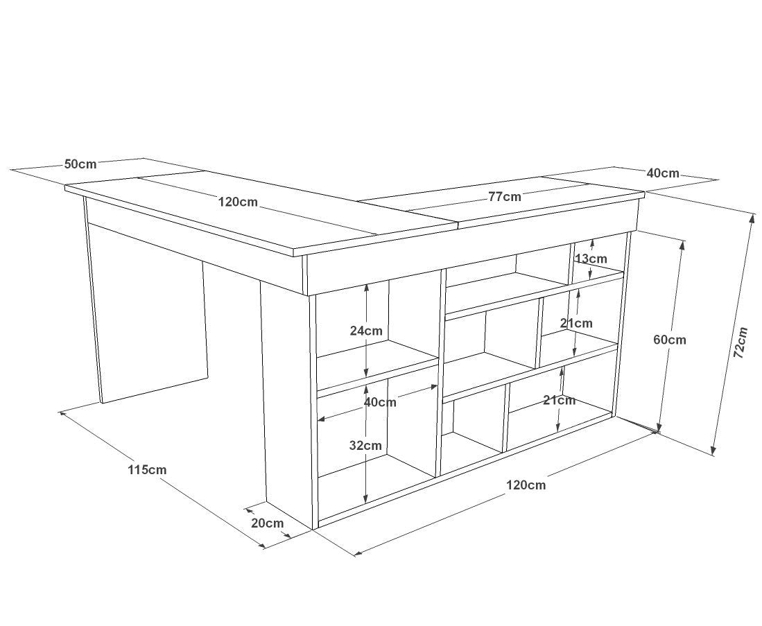 Secretária de Estudo/Escritório Moderna, Pinho Atlântico e Branco, 129 x 72 x 120 cm | Painel de Partículas 100% Revestido em Melamina, 18 mm de Espessura | Elegante e Funcional para Escritório em Casa