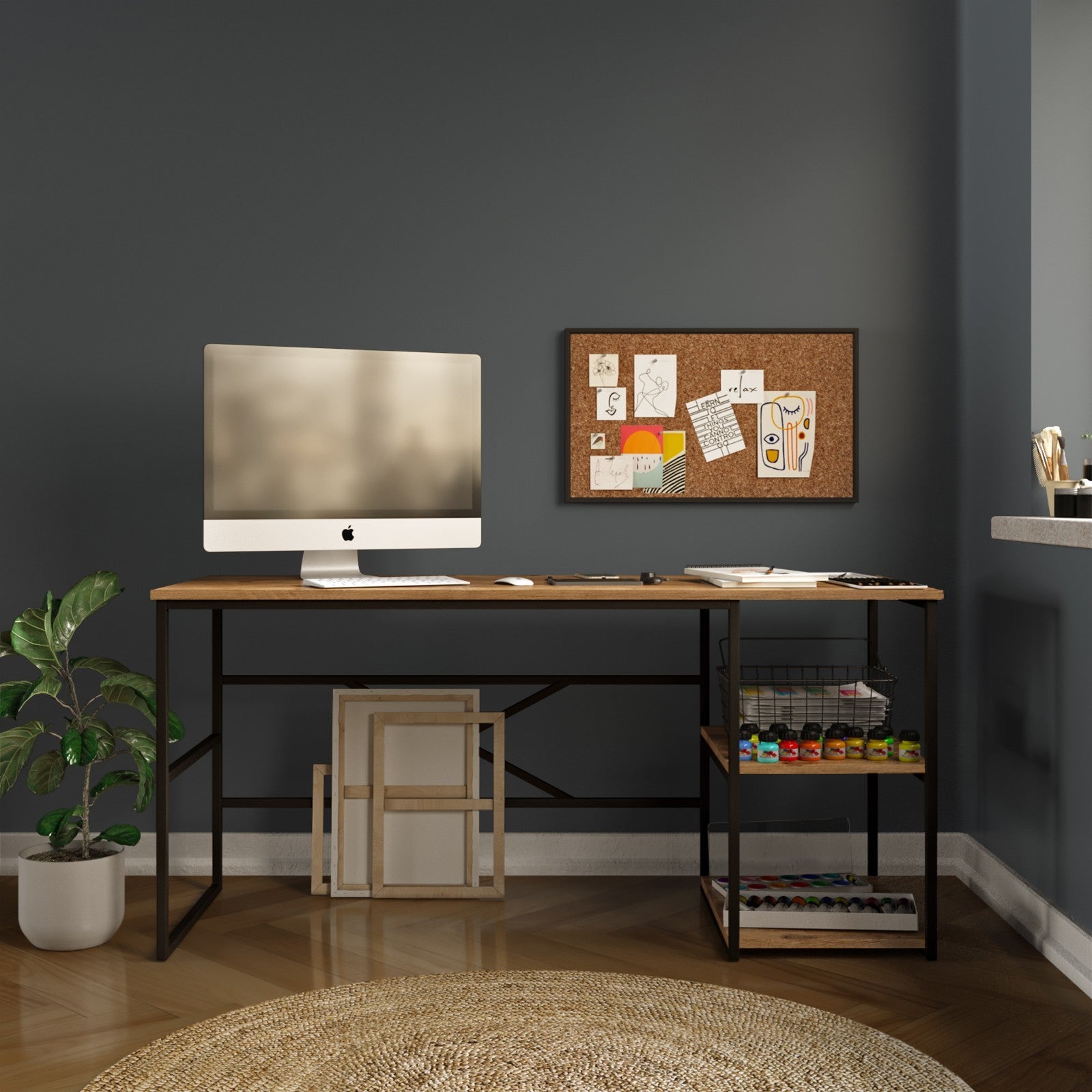 Secretária de Estudo Moderna – 160 x 75 x 60 cm – Pinho Atlântico – Painel de Partículas revestido a Melamina