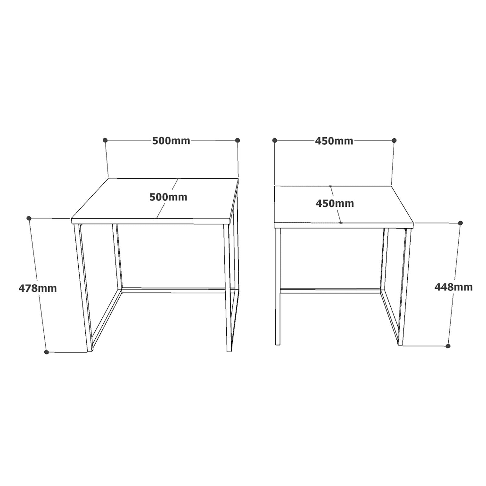 Mesa de Apoio Dupla Atlantic Pine - Conjunto 2 Peças com Estrutura Metálica e Acabamento Melamina
