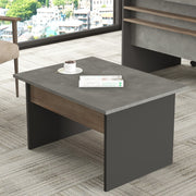 Mesa de Centro Moderna, 80 cm, Marrom e Cinza com Detalhes em Antracite | Painel de Partículas 100% Revestido em Melamina, 18 mm de Espessura | Elegante e Funcional para Casa e Hotel