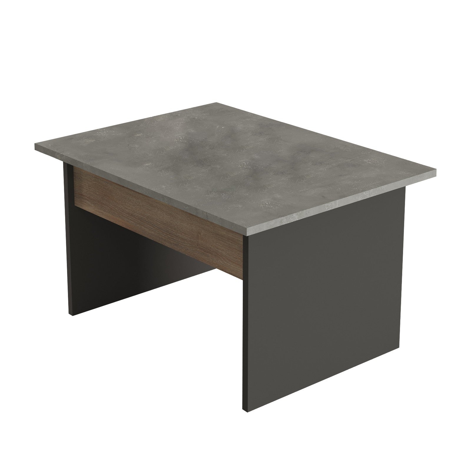 Mesa de Centro Moderna, 80 cm, Marrom e Cinza com Detalhes em Antracite | Painel de Partículas 100% Revestido em Melamina, 18 mm de Espessura | Elegante e Funcional para Casa e Hotel