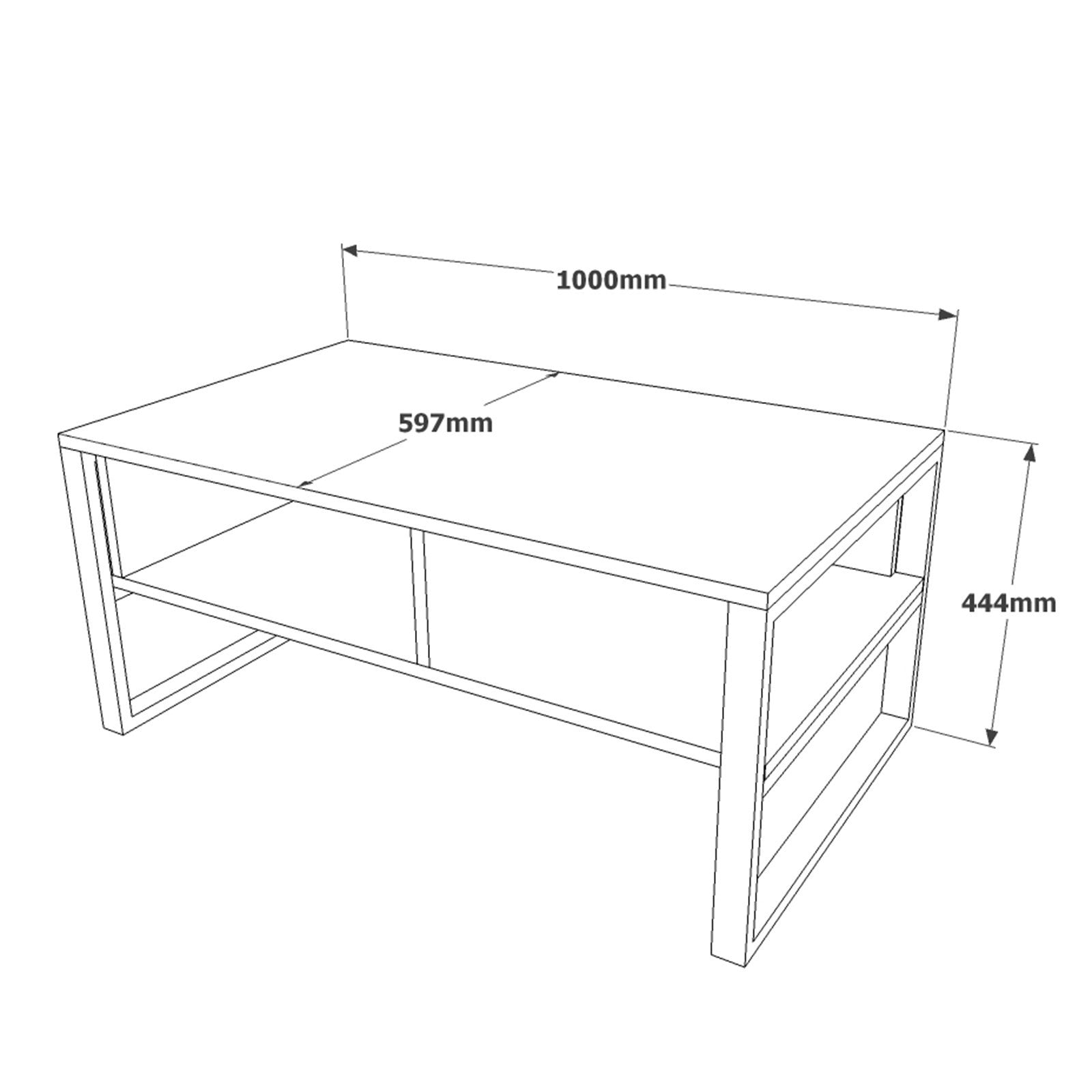Mesa de Centro Elegante, Pinho Atlântico, 100 x 59,7 x 44,4 cm | Painel de Partículas 100% Revestido com Melamina, 18 mm de Espessura | Perfeita para Salas de Estar e Espaços Modernos