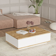 Mesa de Centro Elegante, Pinho Atlântico e Branco, 90 x 60 x 28,6 cm | Painel de Partículas 100% Revestido com Melamina, 18 mm de Espessura | Perfeita para Espaços Modernos