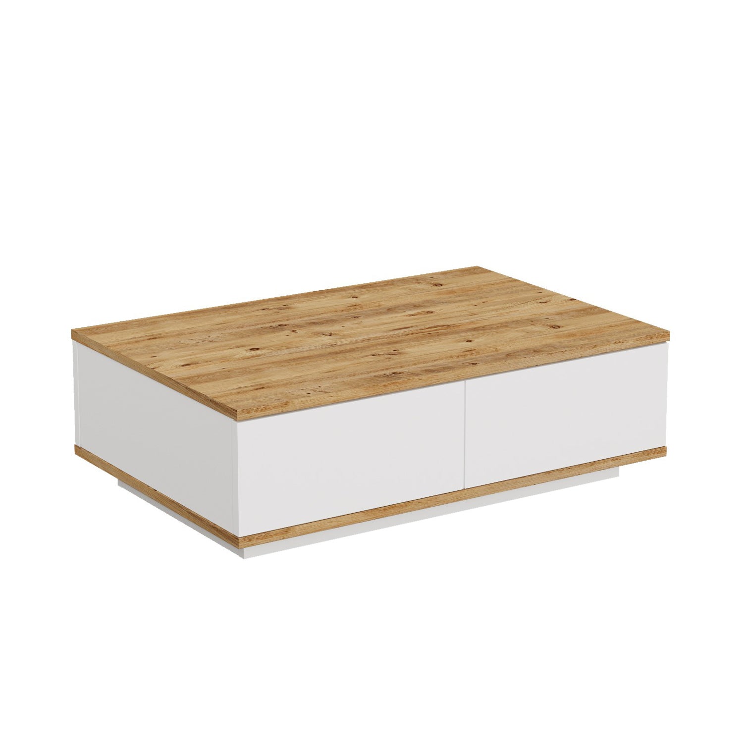 Mesa de Centro Elegante, Pinho Atlântico e Branco, 90 x 60 x 28,6 cm | Painel de Partículas 100% Revestido com Melamina, 18 mm de Espessura | Perfeita para Espaços Modernos