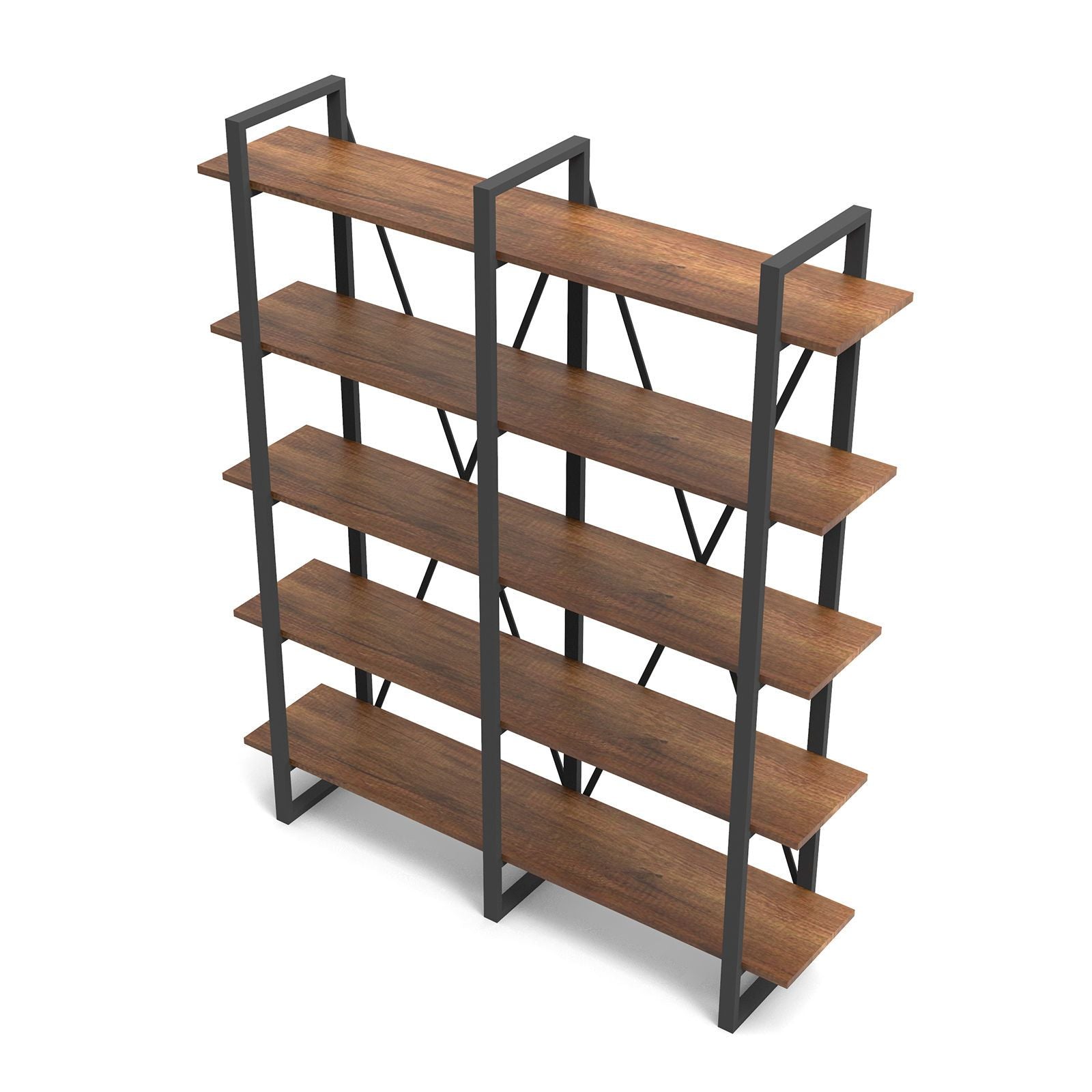 Estante Industrial Moderna – 154,8 x 180 x 34 cm – Cor Nogueira – Painel de Partículas Revestido em Melamina