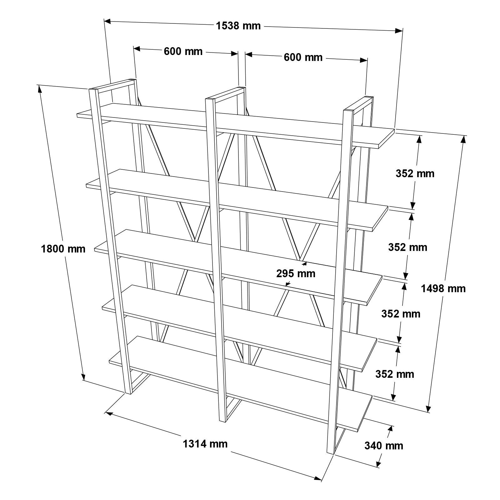 Estante Industrial Moderna – 154,8 x 180 x 34 cm – Cor Nogueira – Painel de Partículas Revestido em Melamina