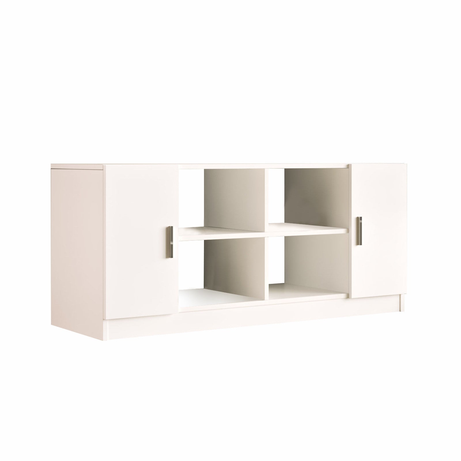 Armário moderno multiuso, branco, 139,8 x 61,8 x 46,3 cm | Painel de partículas 100% revestido de melamina, 18 mm de espessura | Solução de armazenamento elegante para casa e escritório