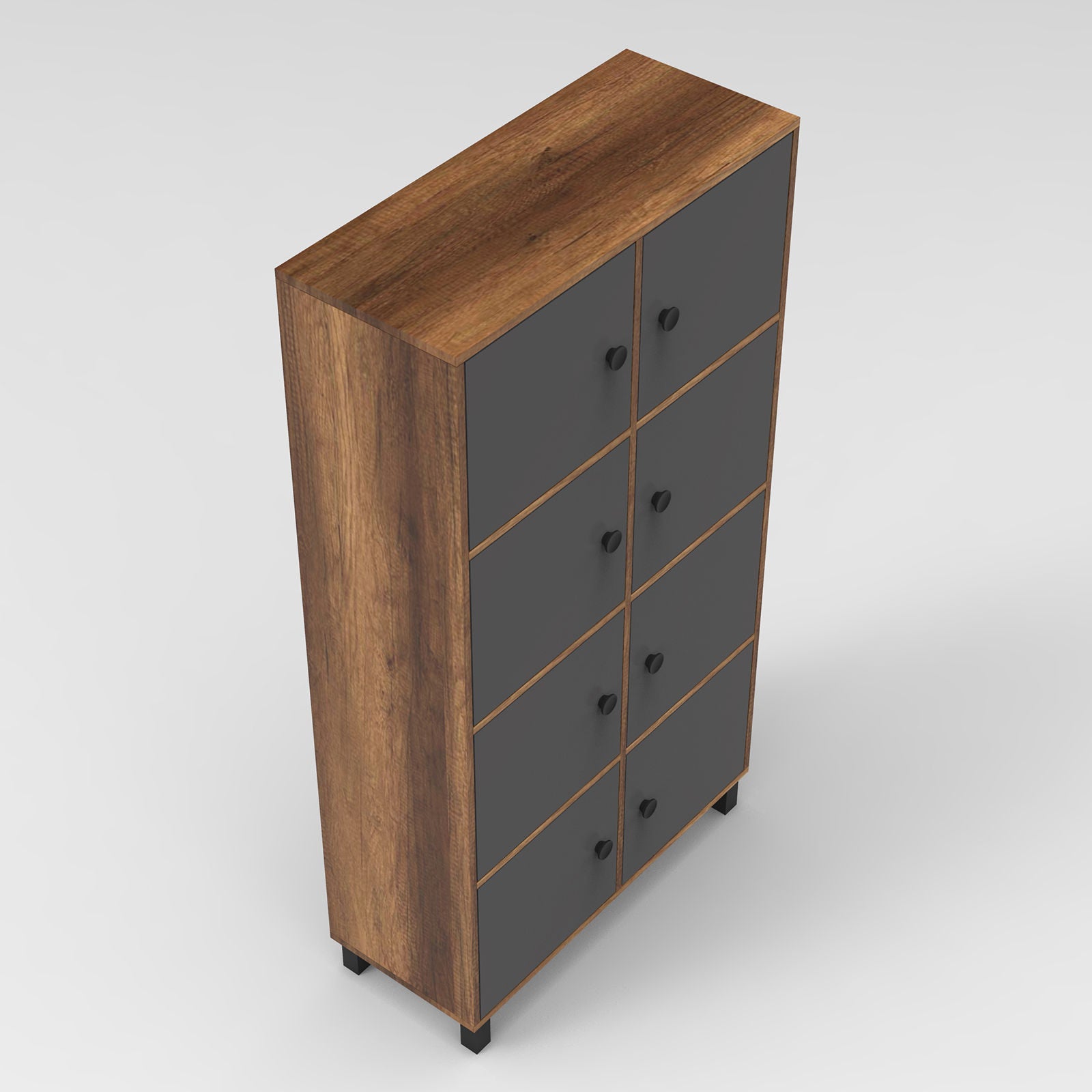 Armário moderno multiuso, nogueira e antracite, 96 x 179,4 x 40 cm | Painel de partículas 100% revestido em melamina, 18 mm de espessura, pernas de metal resistentes | Design industrial elegante