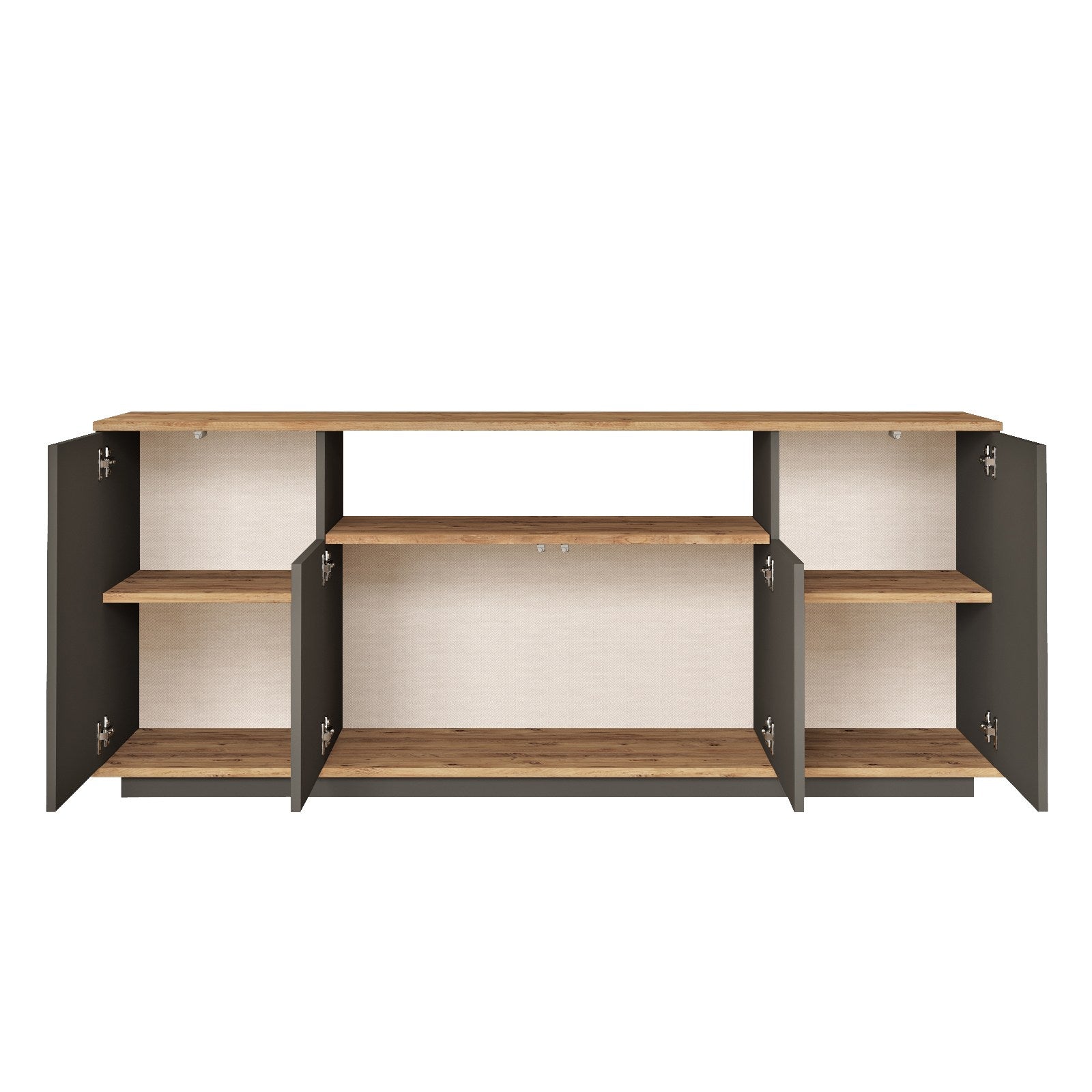 Aparador – 180 x 75 x 44,5 cm – Pinho Atlântico e Antracite – Painéis de Partículas revestidos a Melamina